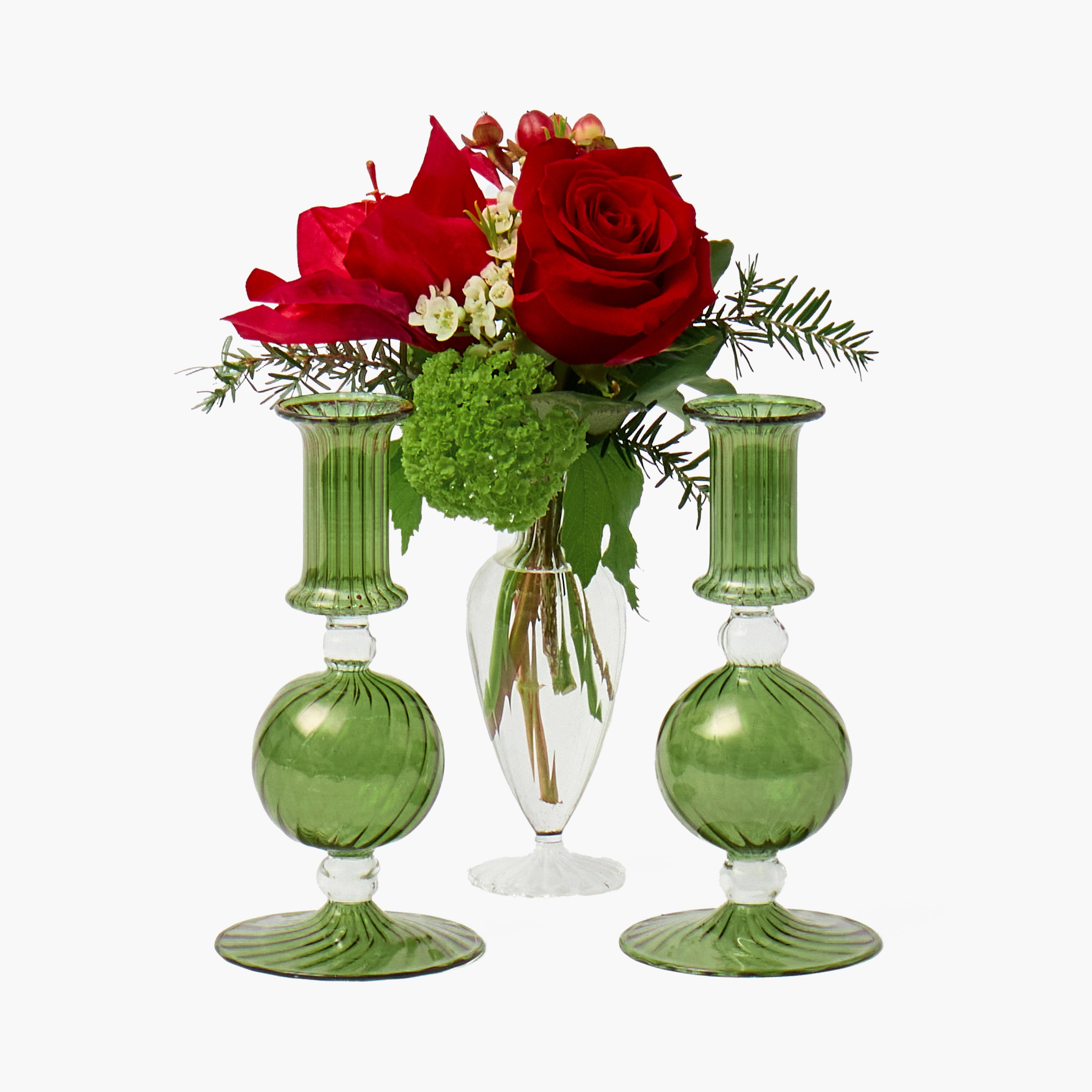 Forest Green Small Camille Candle Holders (Pair)