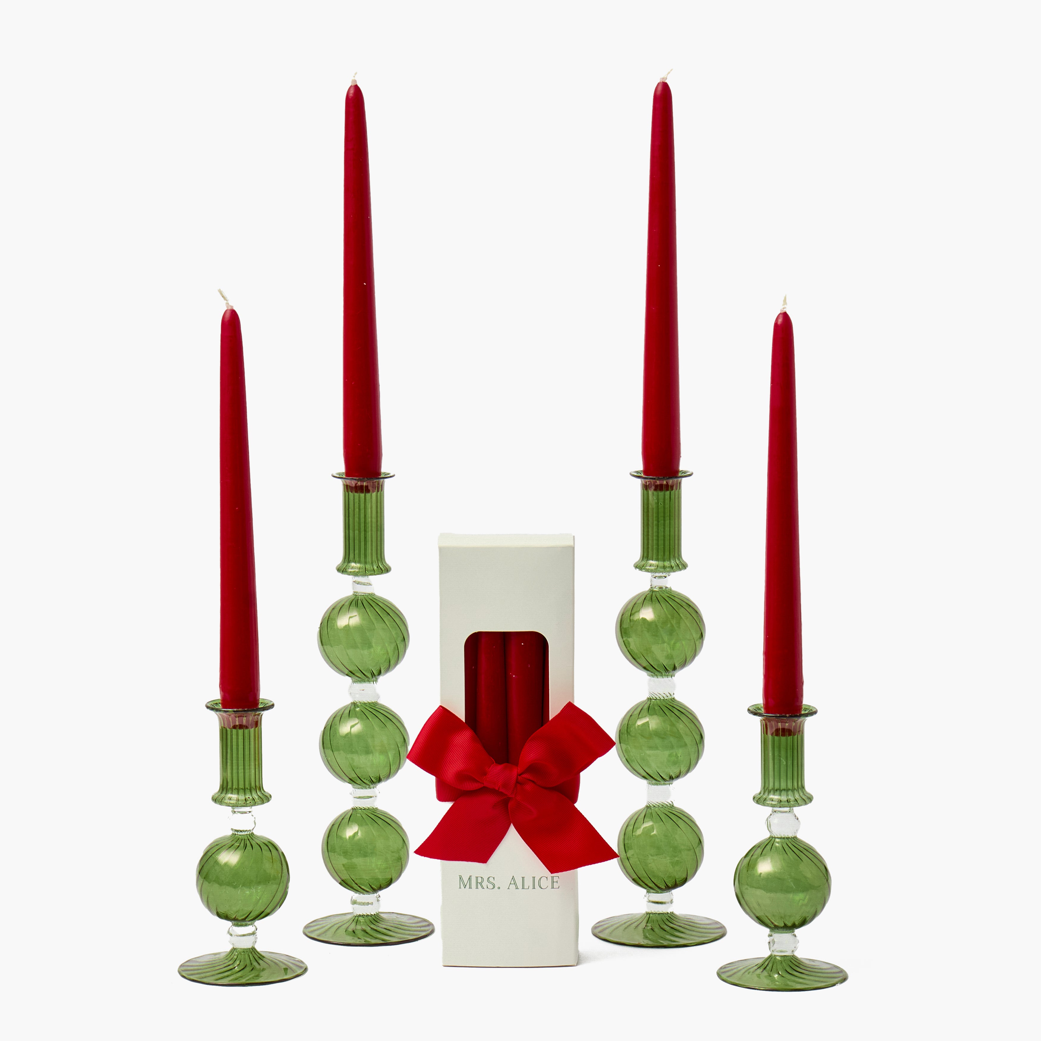Forest Green Camille Candle Set (Red)