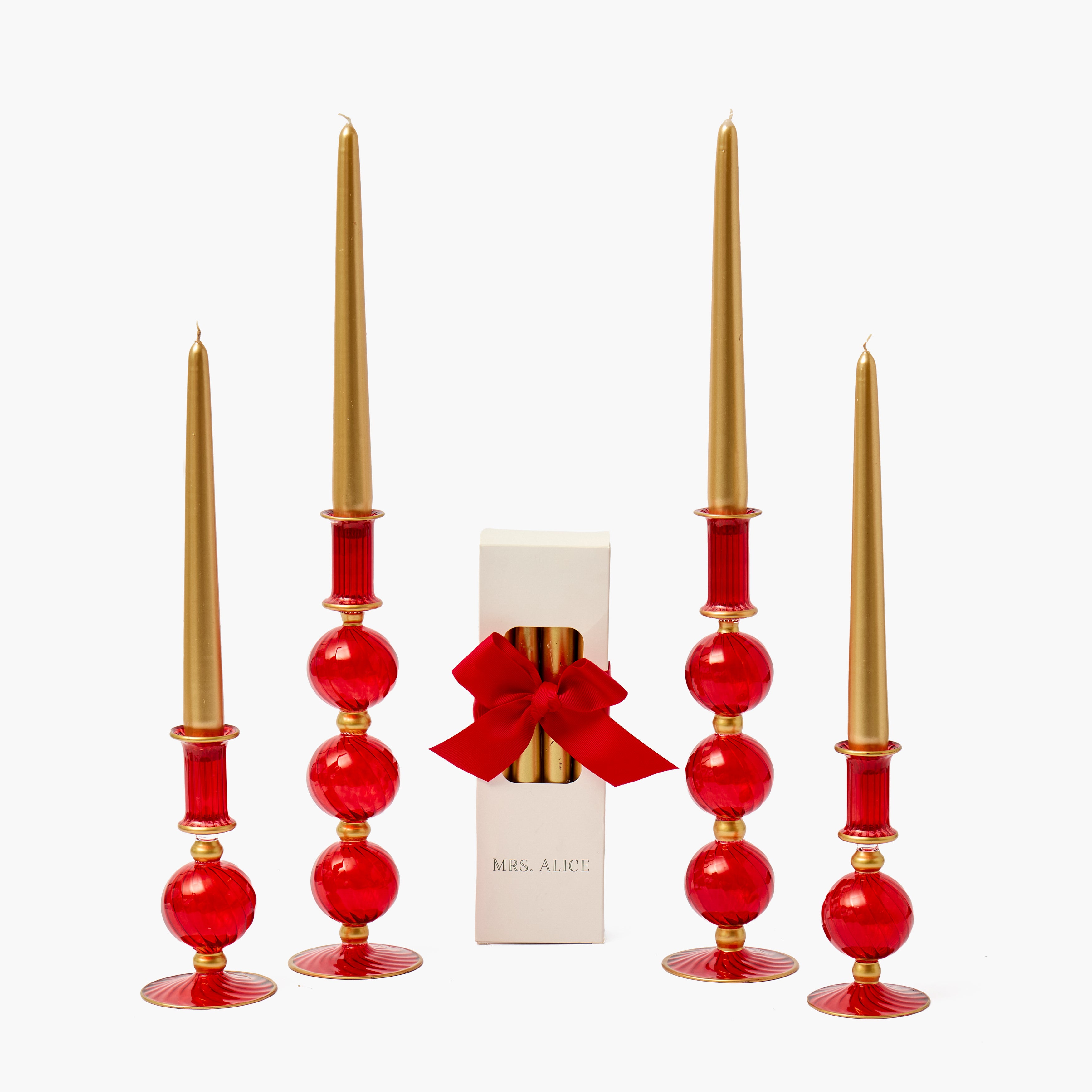Red & Gold Camille Candle Set (Gold)