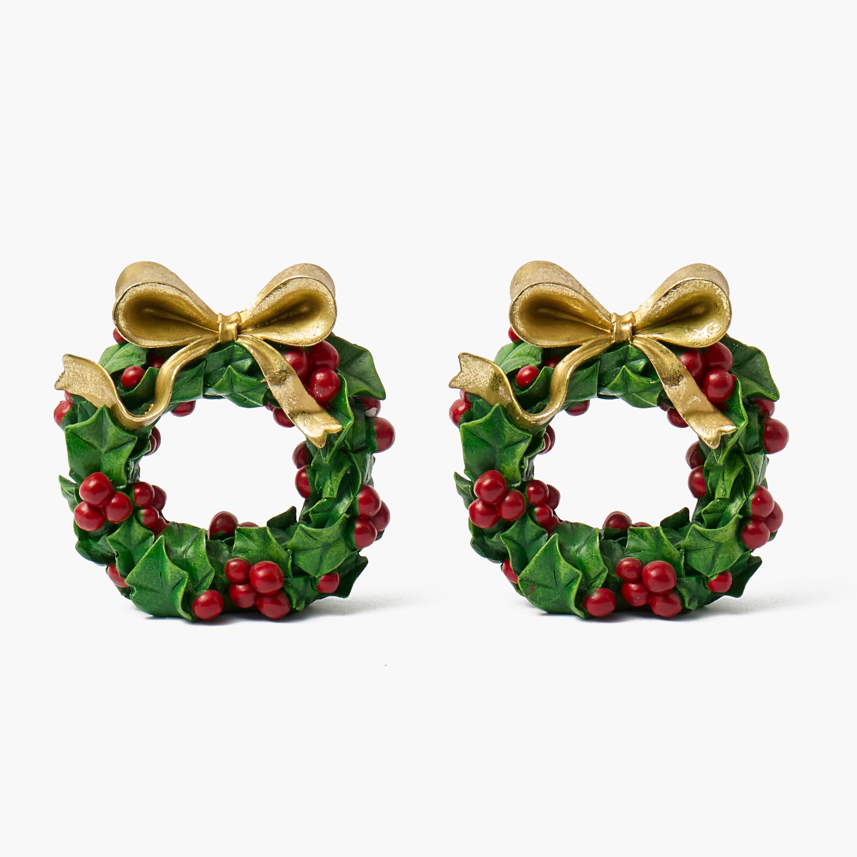 Holly & Berry Wreath Candle Holder (Pair)