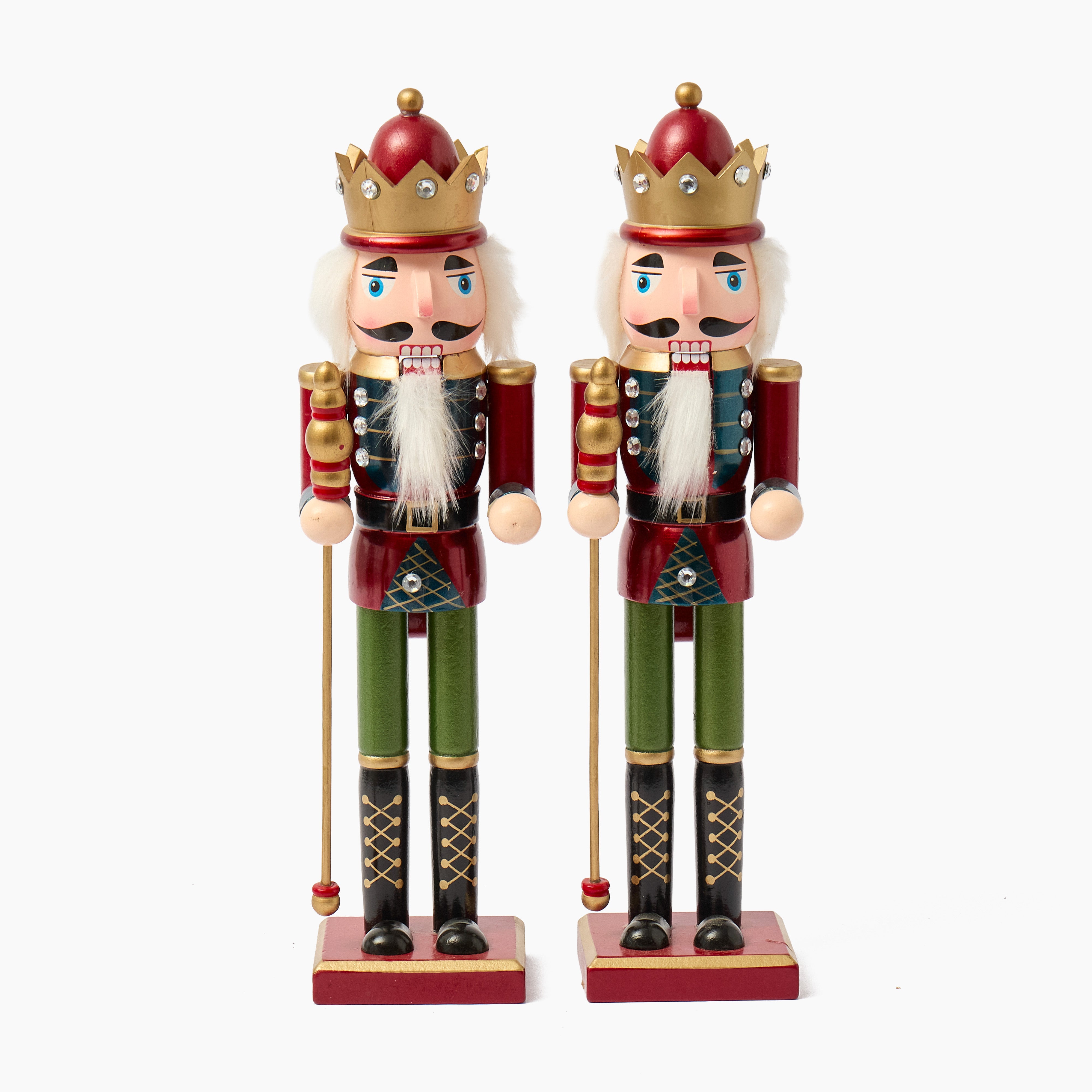 Red & Green Nutcrackers (Pair) - 38cm