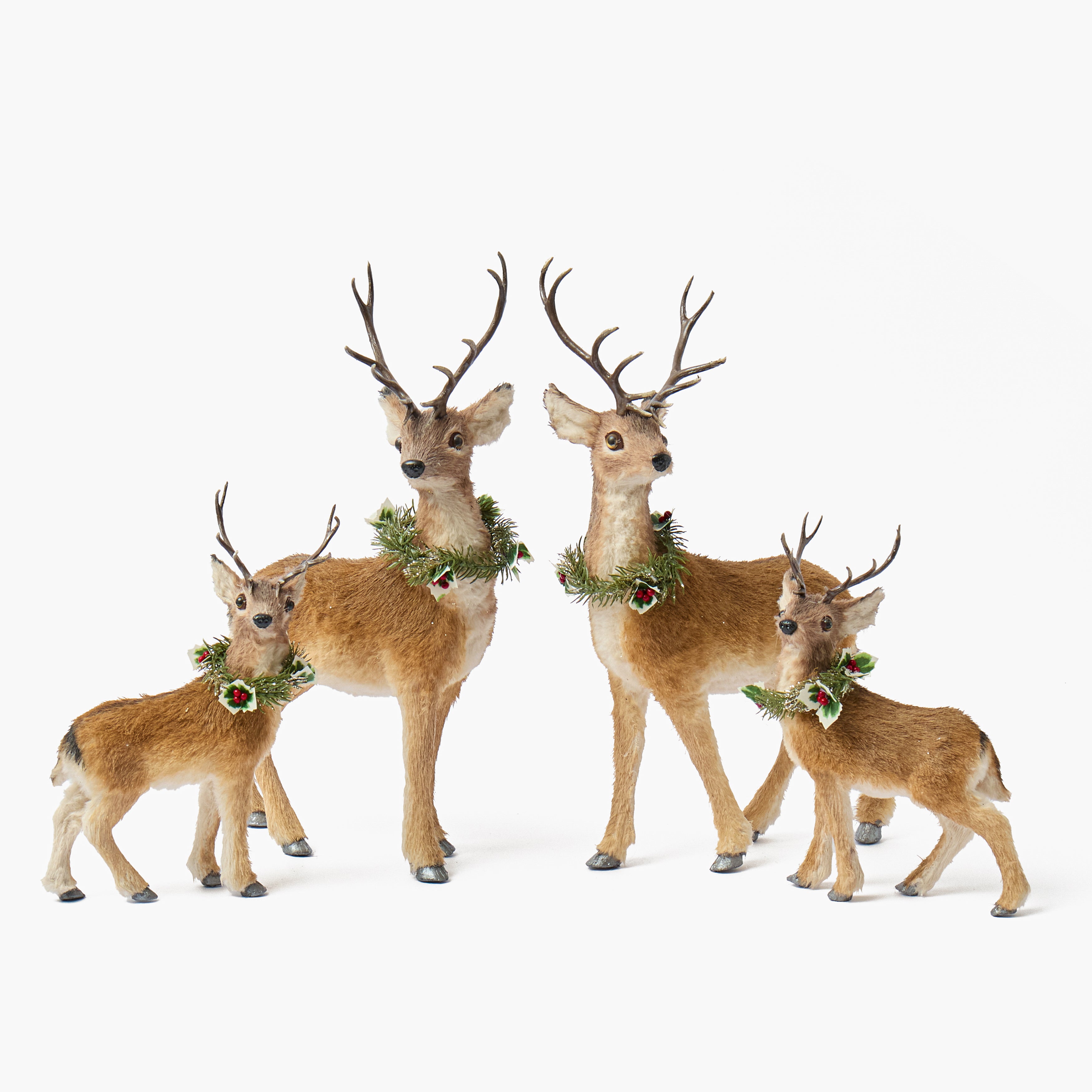 Reindeer with Wreath (Pair) - 25cm
