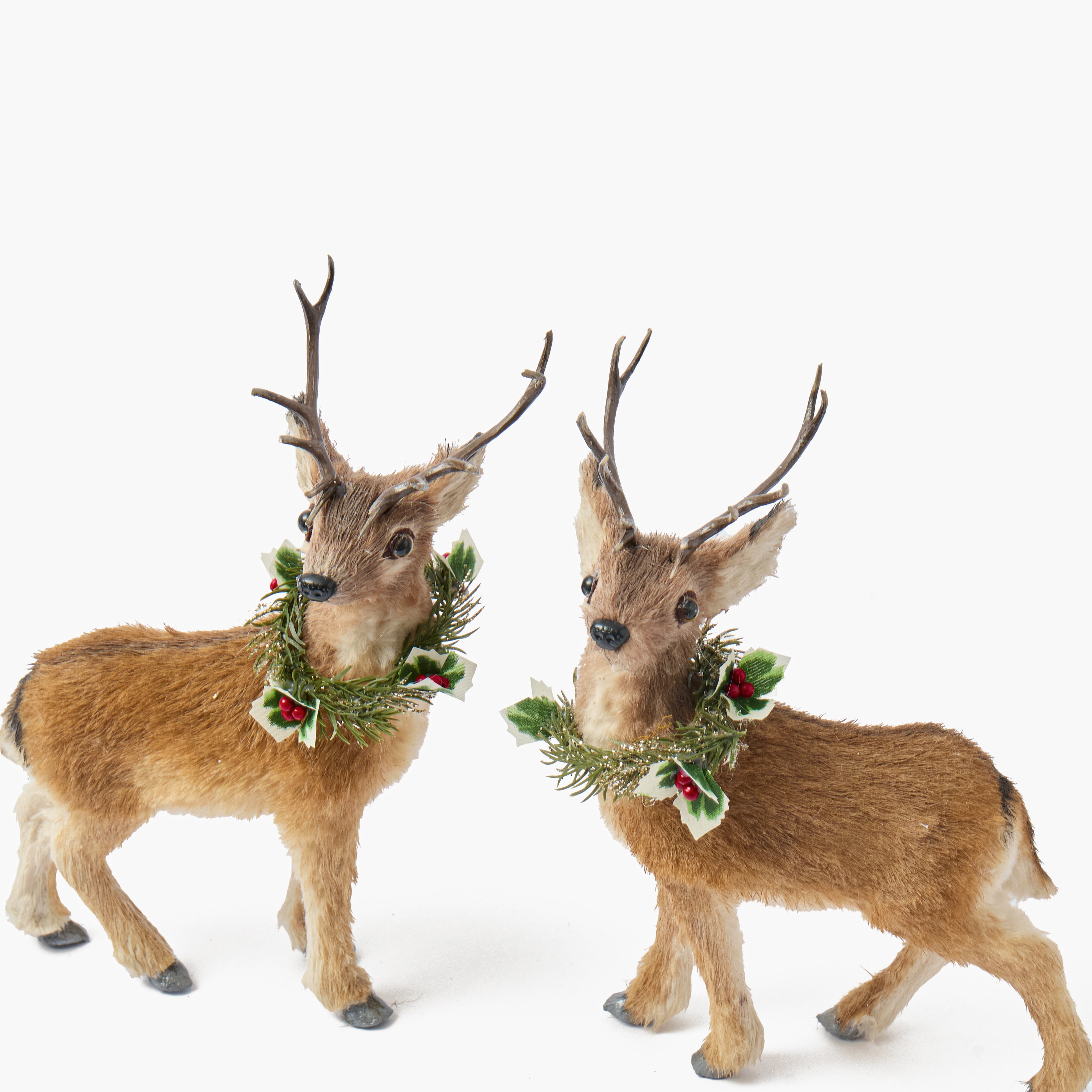 Reindeer with Wreath (Pair) - 25cm