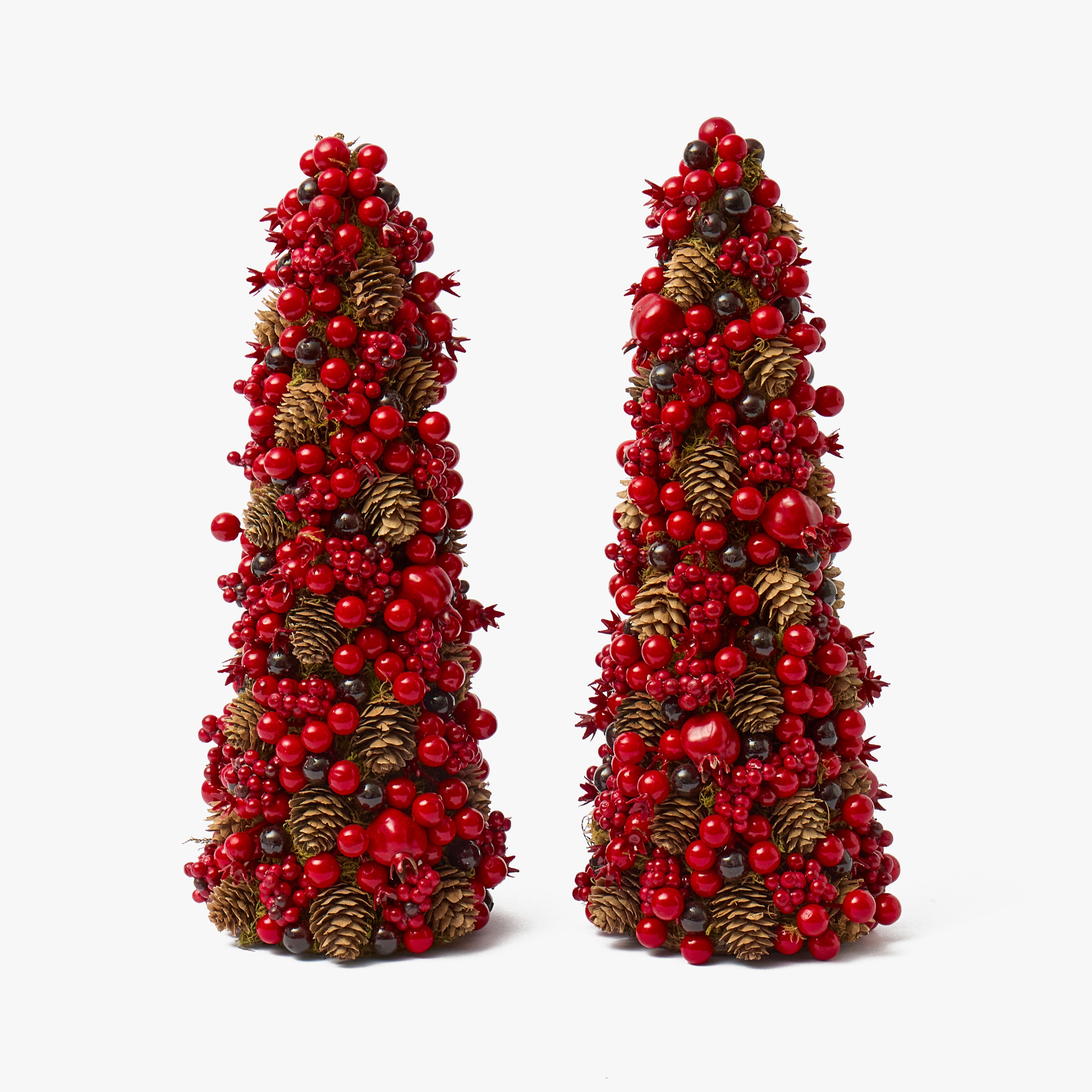 Red Berry & Pinecone Tree (Pair)