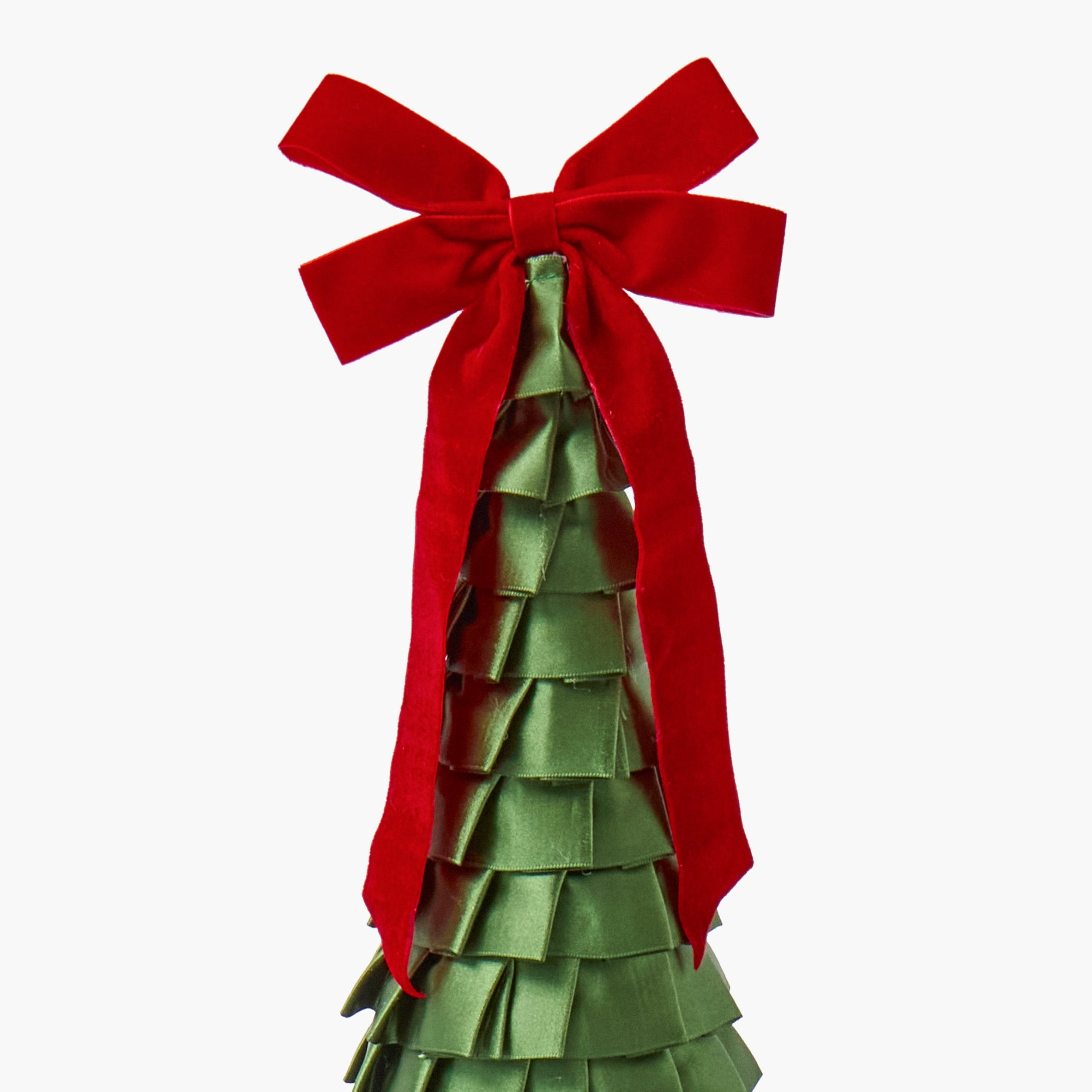 Green Ruffle Tree with Red Bow Trio