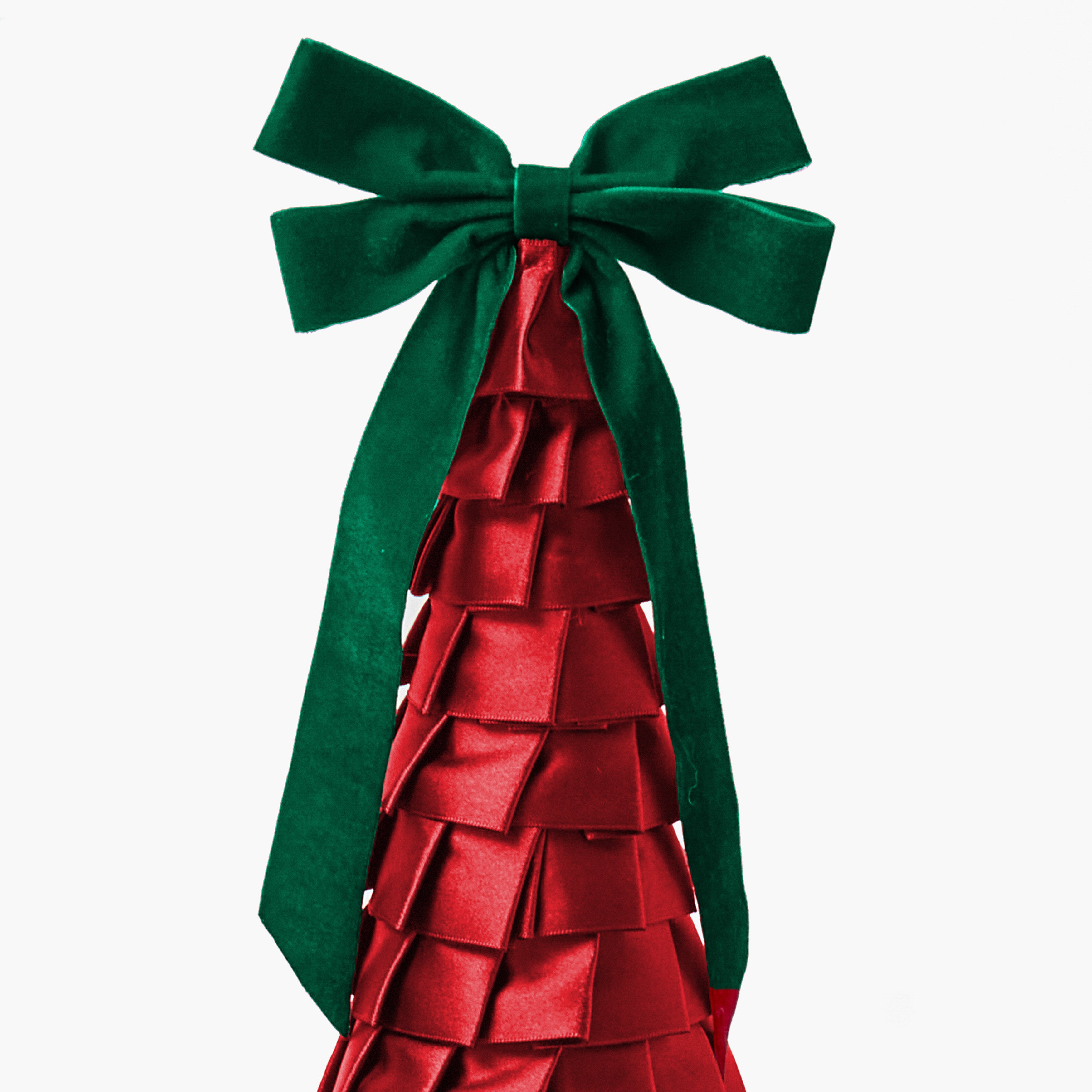 Red Ruffle Tree with Green Bow Trio