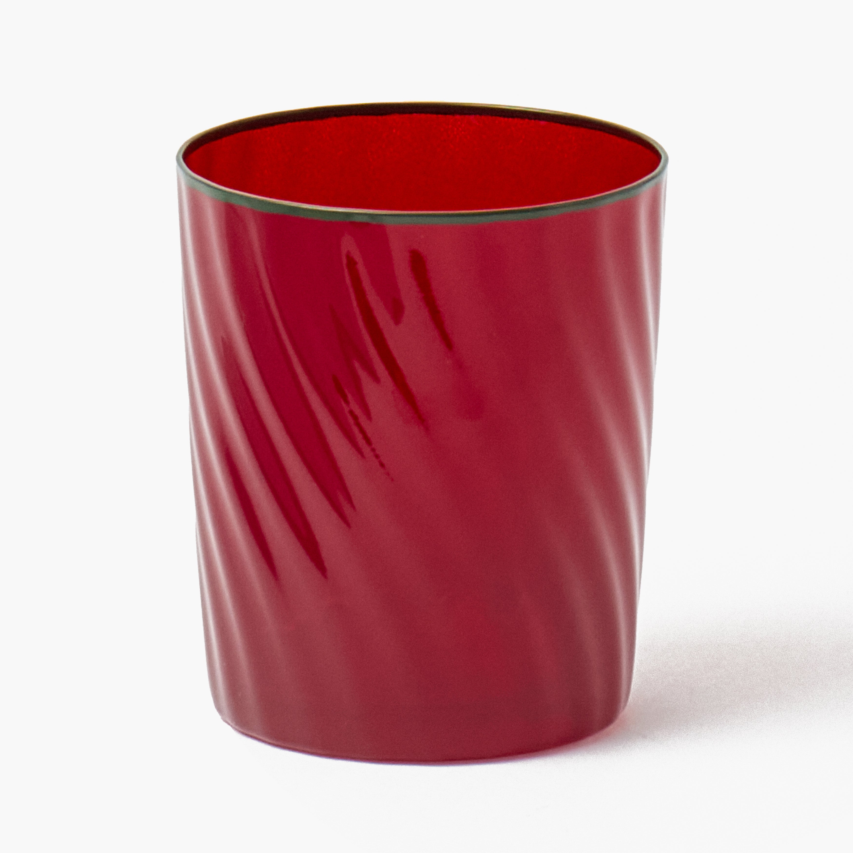 Red Swirl Water Glasses with Green Rim (Set of 6)