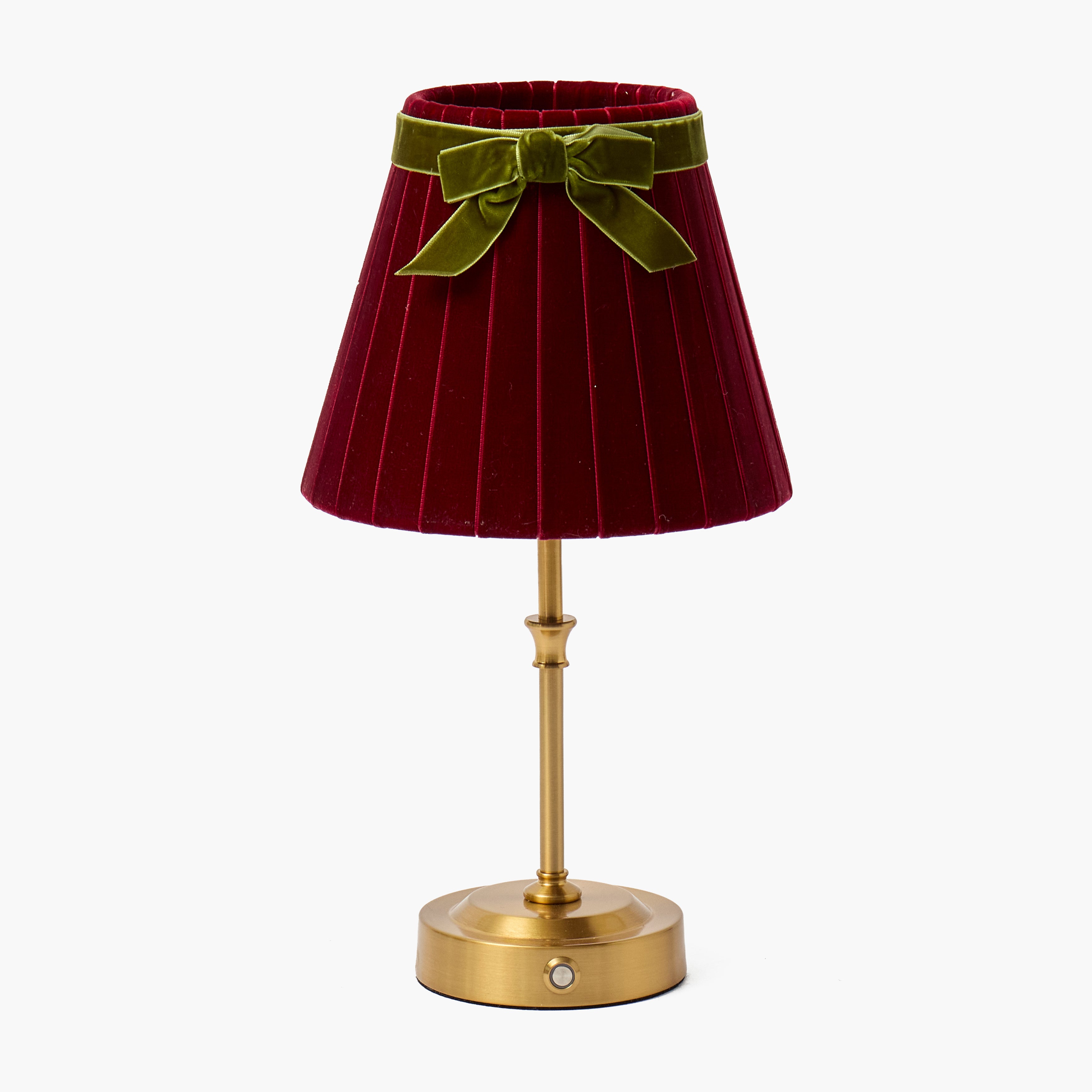 Burgundy with Olive Velvet Bow Lampshade (18cm)