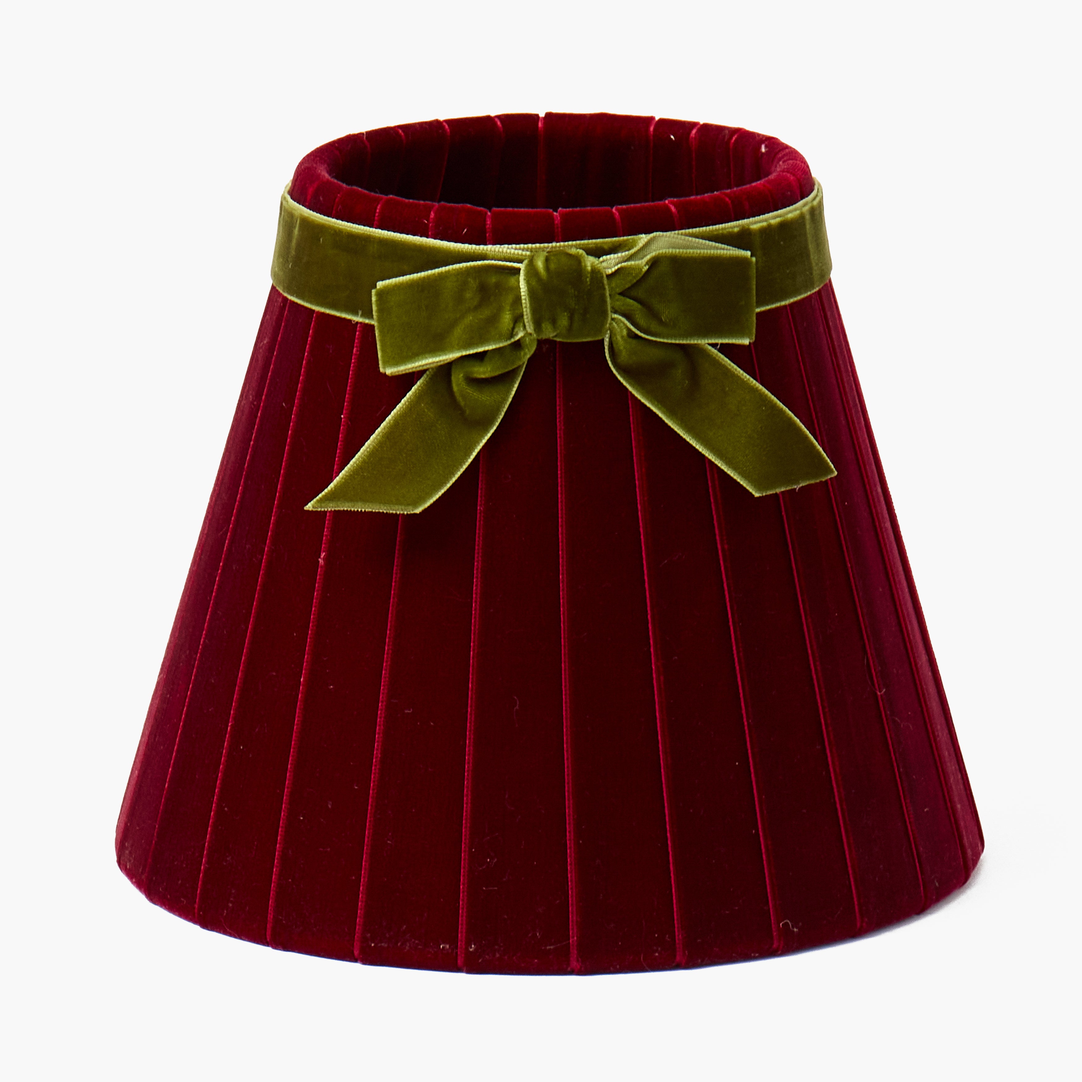 Burgundy with Olive Velvet Bow Lampshade (18cm)