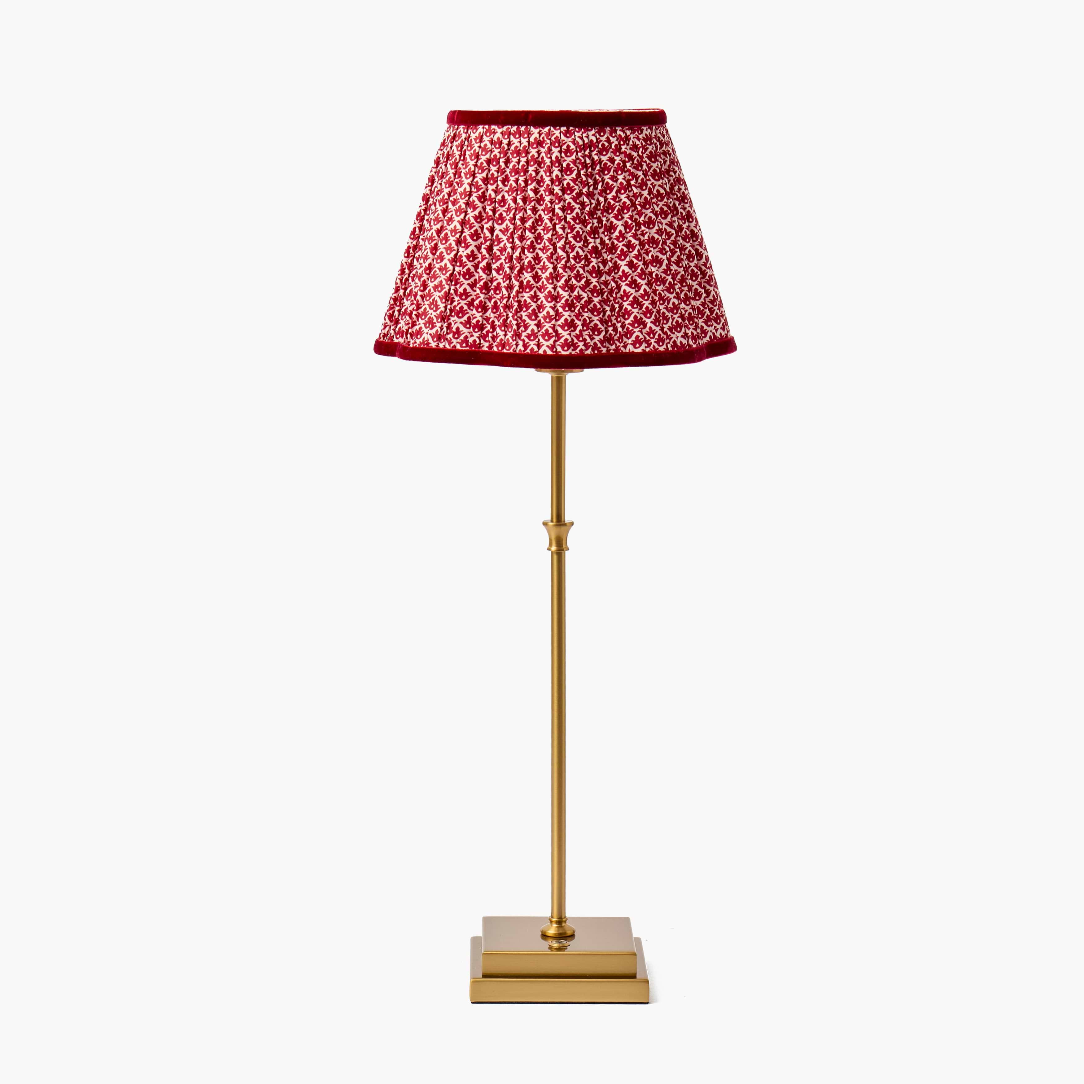 Tall Edie Rechargeable Lamp with Burgundy Lotus Shade (22cm)