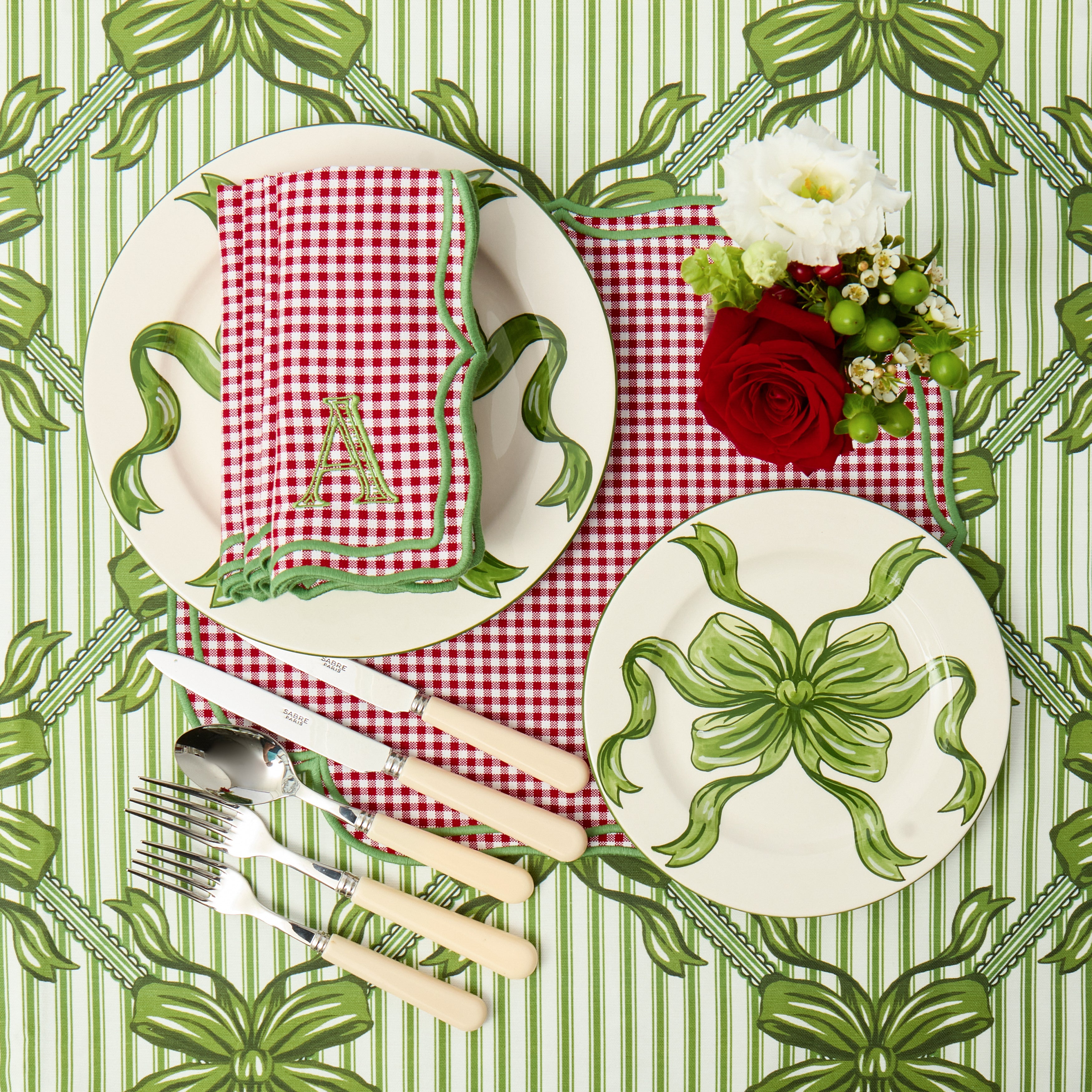 Green Audrey Bow Tablecloth