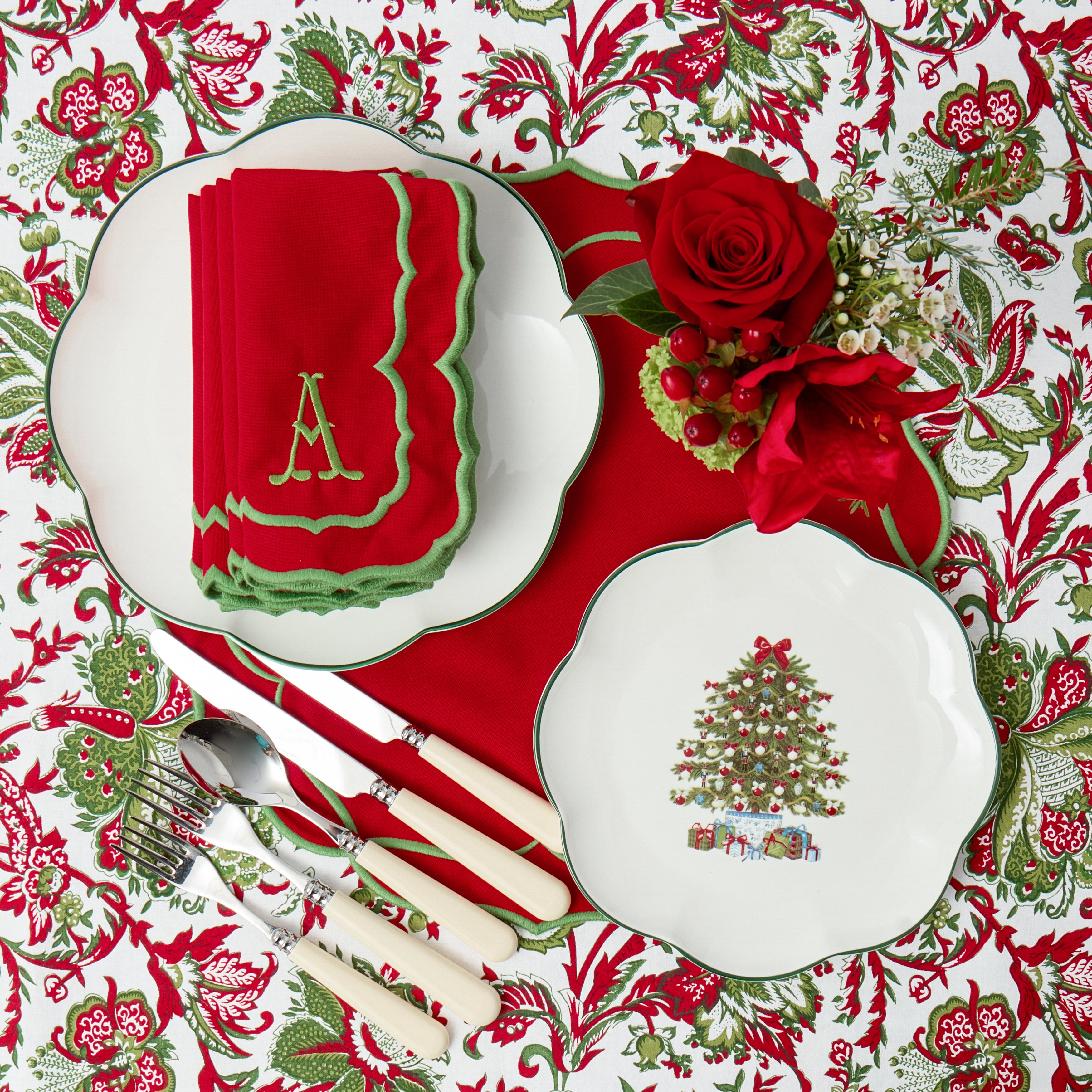 Red & Green Sylvia Placemats (Set of 4)