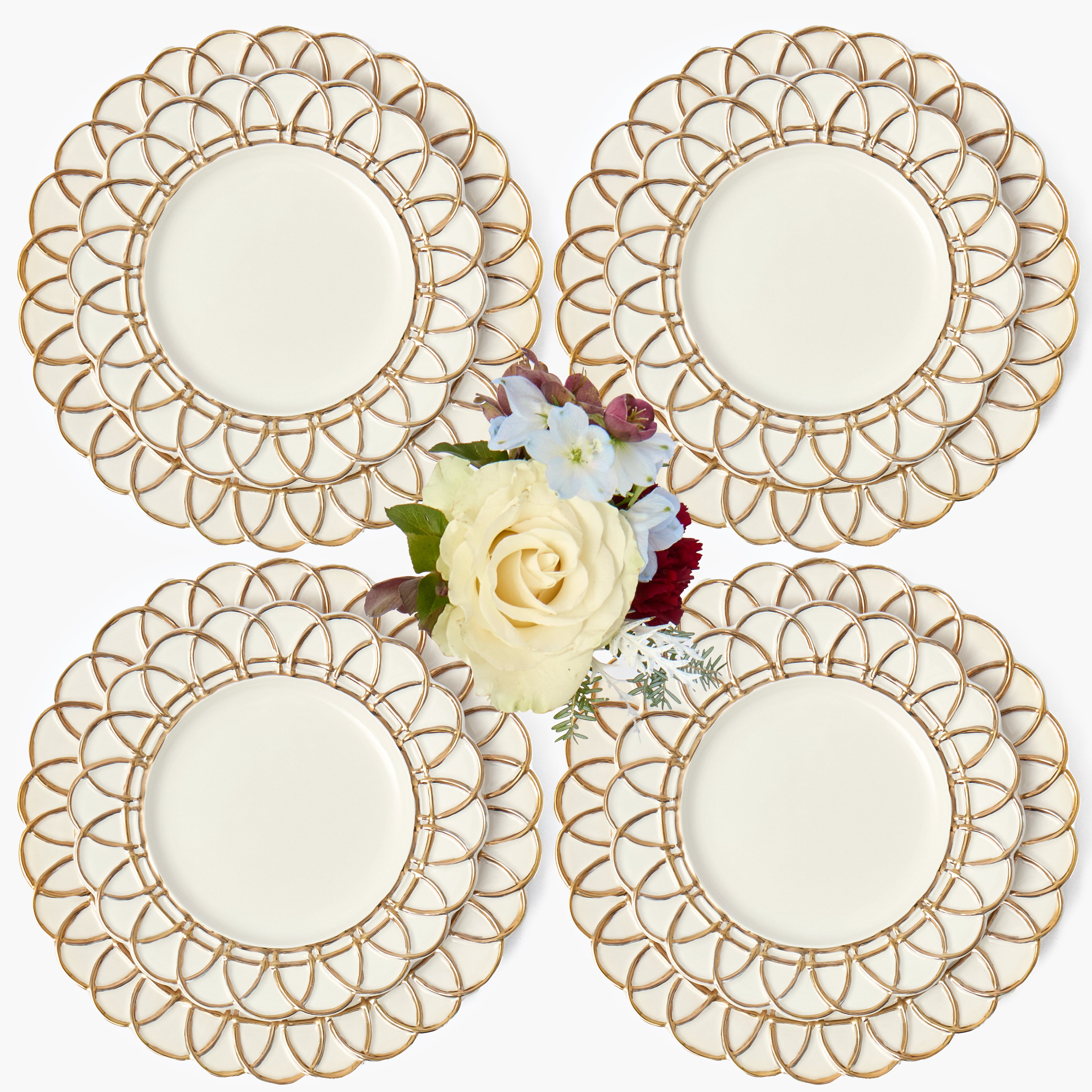 Gold Stella Dinner & Starter Plates (Set of 8)