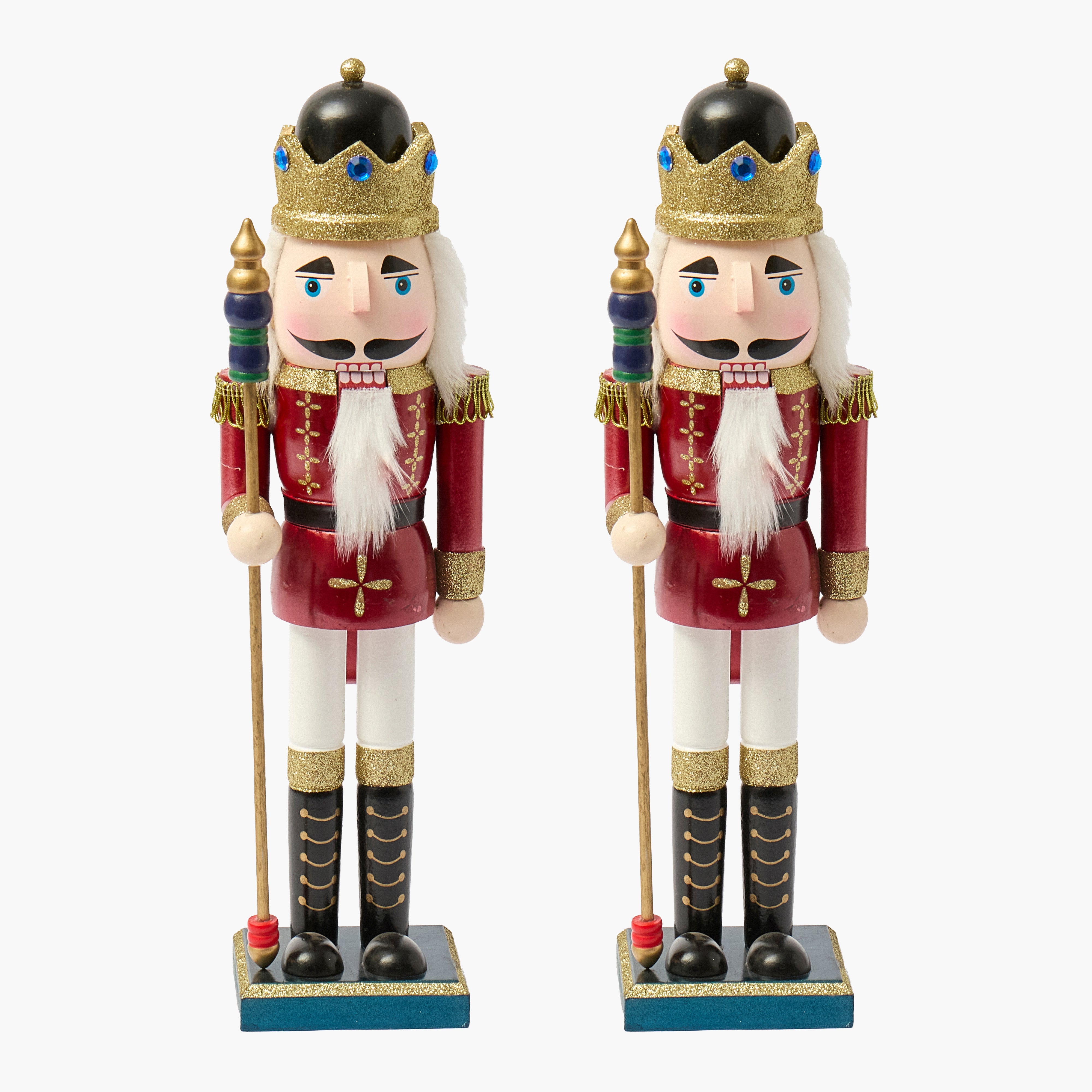 Burgundy & White Nutcracker (Pair) - 38cm
