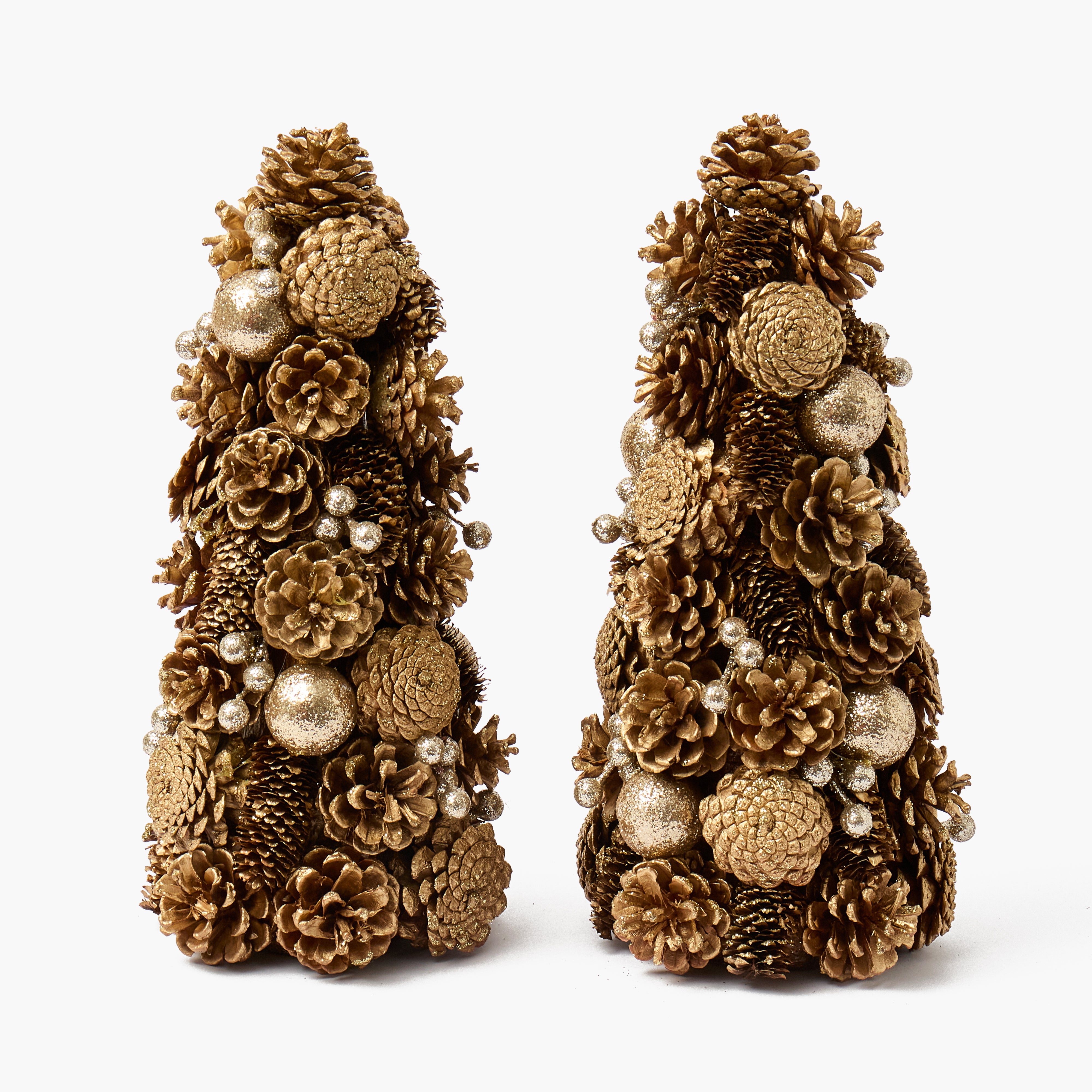 Gold Glitter Pinecone Trees (Pair)