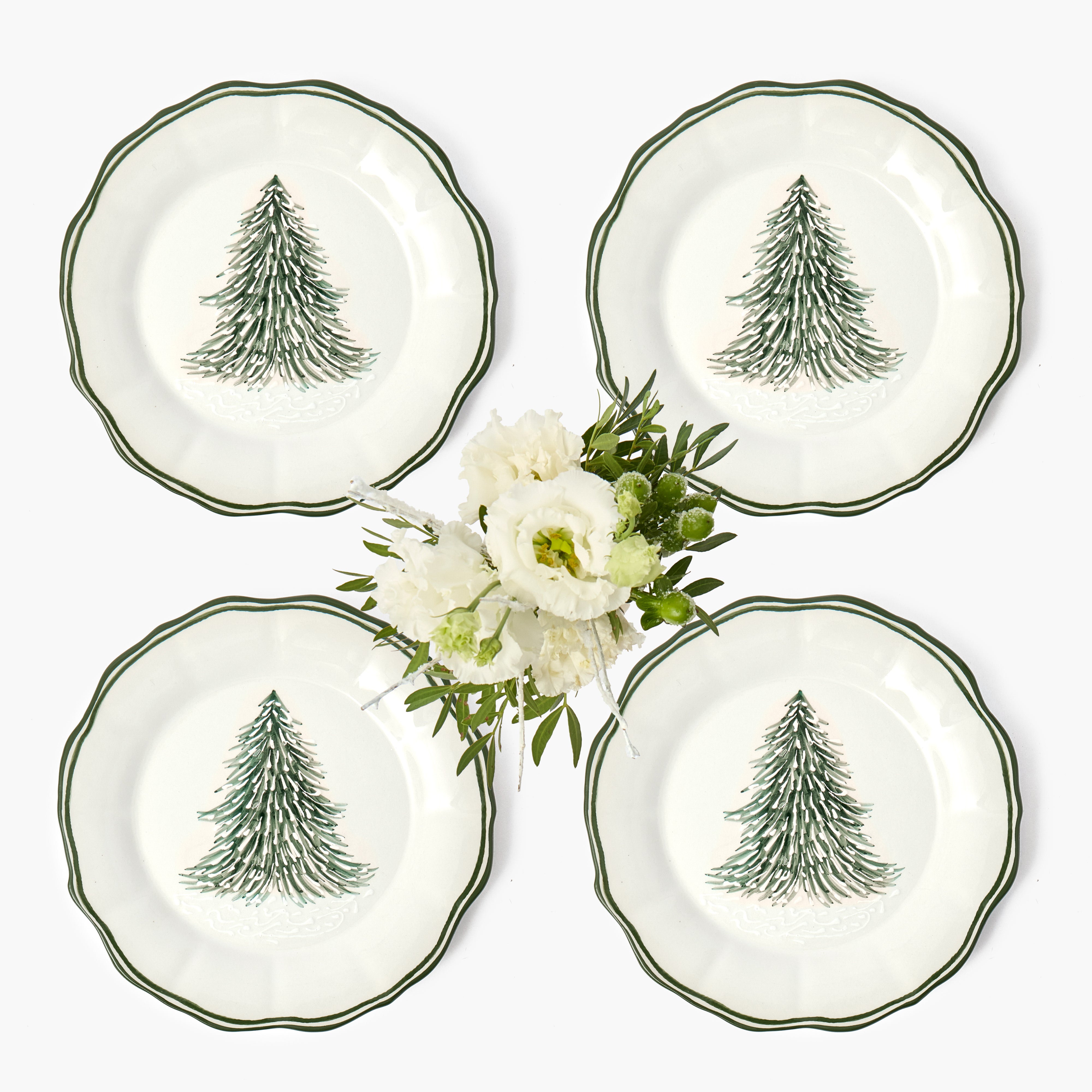 Handpainted Alpine Tree Starter Plates (Set of 4)
