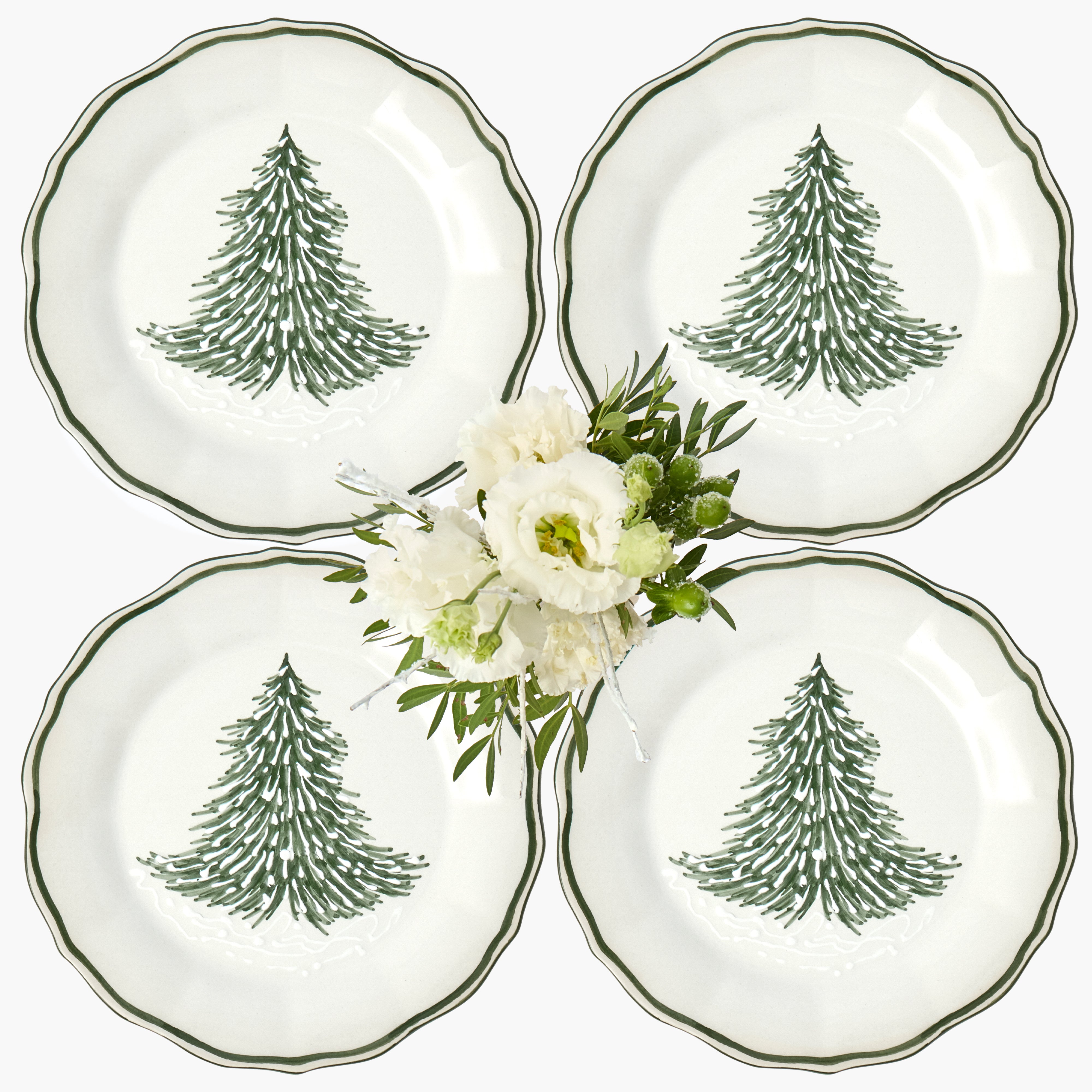 Handpainted Alpine Tree Dinner Plates (Set of 4)