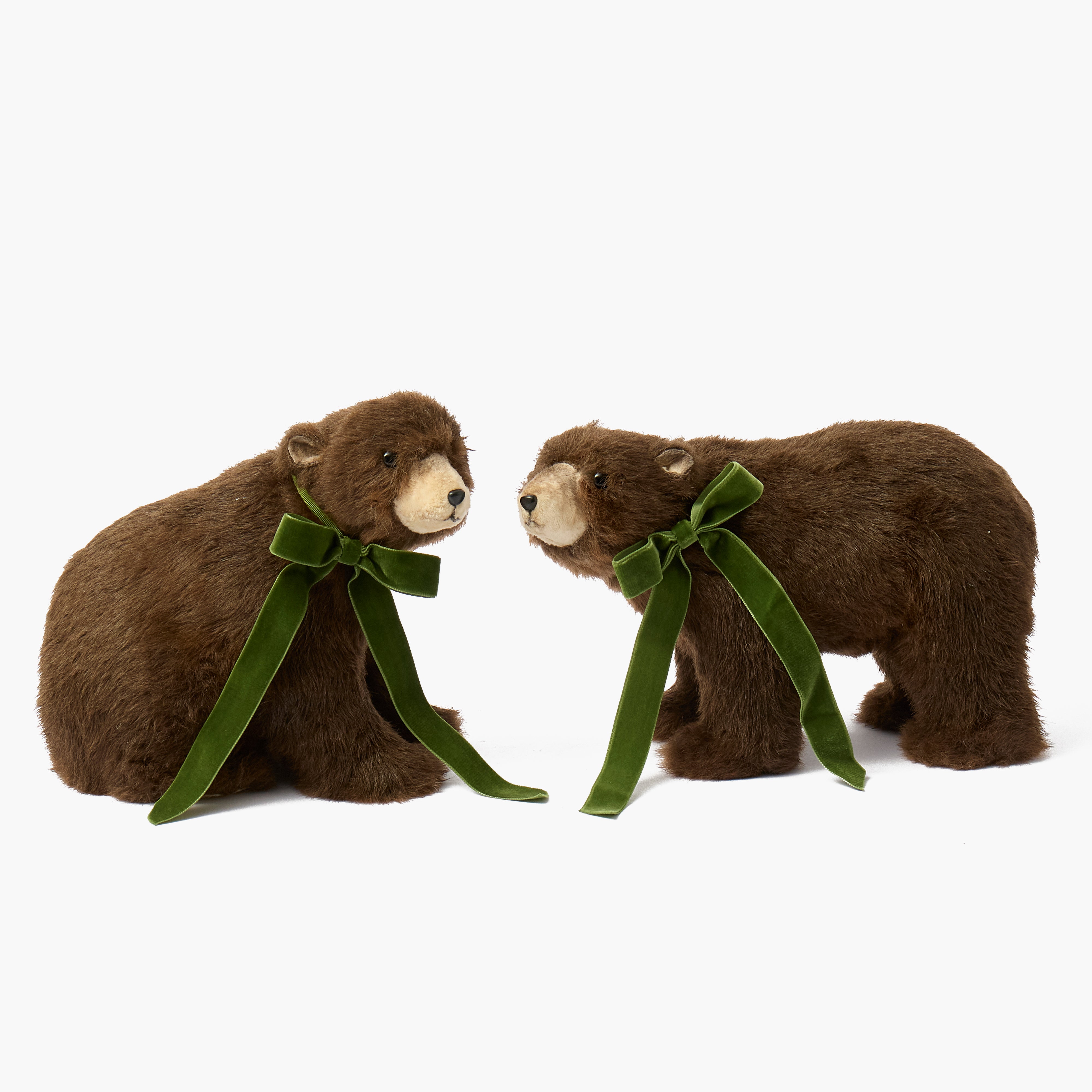 Extra Large Alpine Brown Bears with Green Bow (Pair)