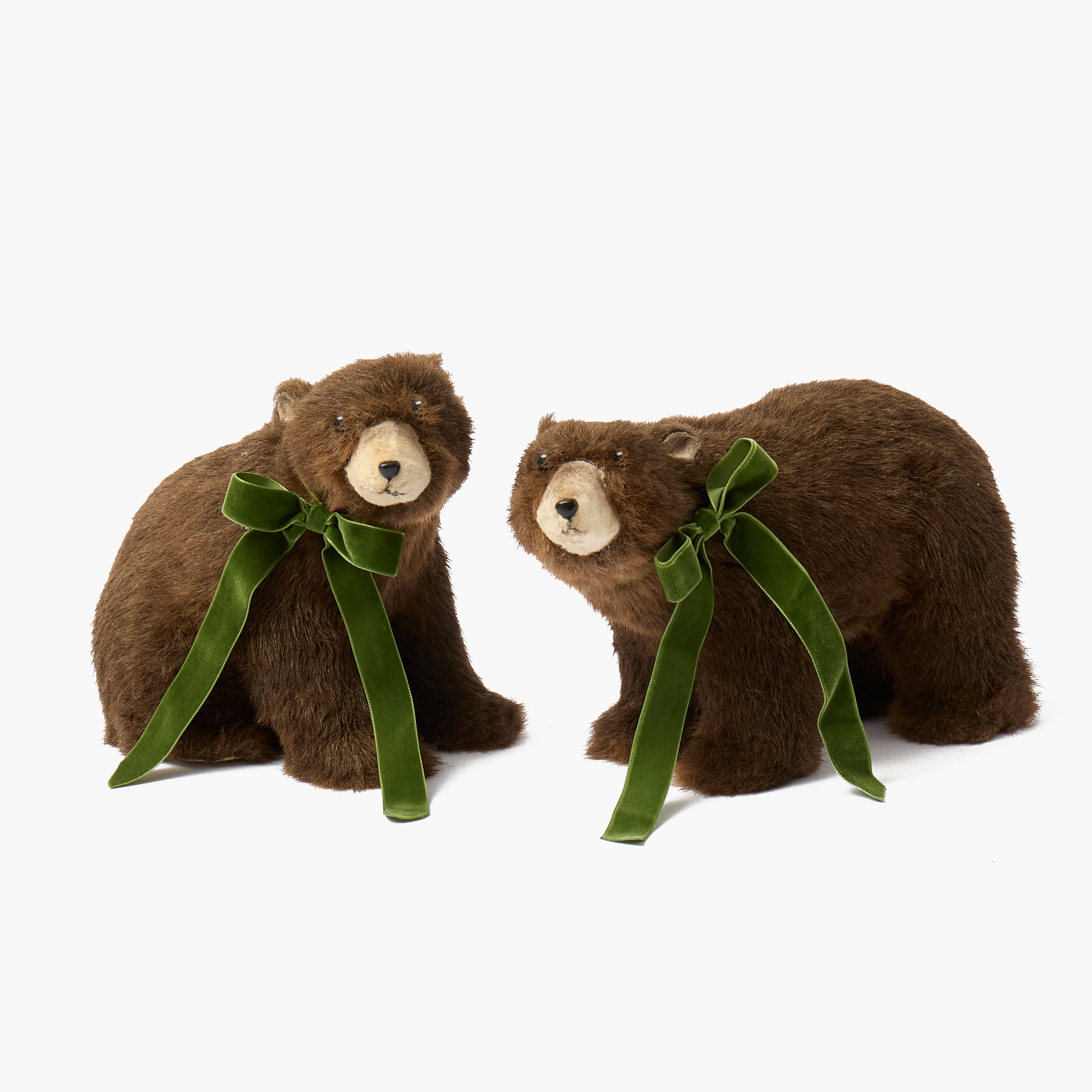 Extra Large Alpine Brown Bears with Green Bow (Pair)