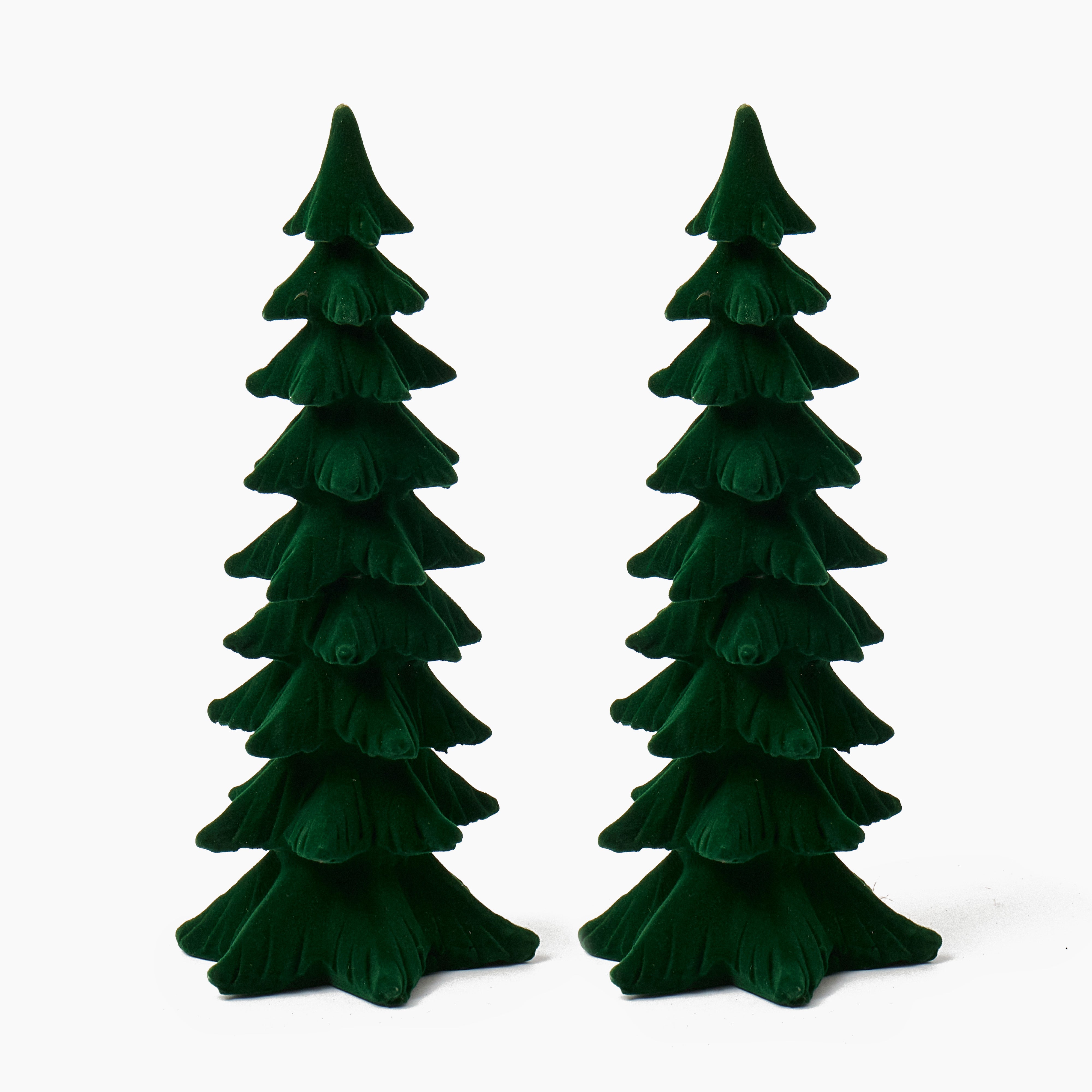 Forest Green Flocked Alpine Tree (Pair)