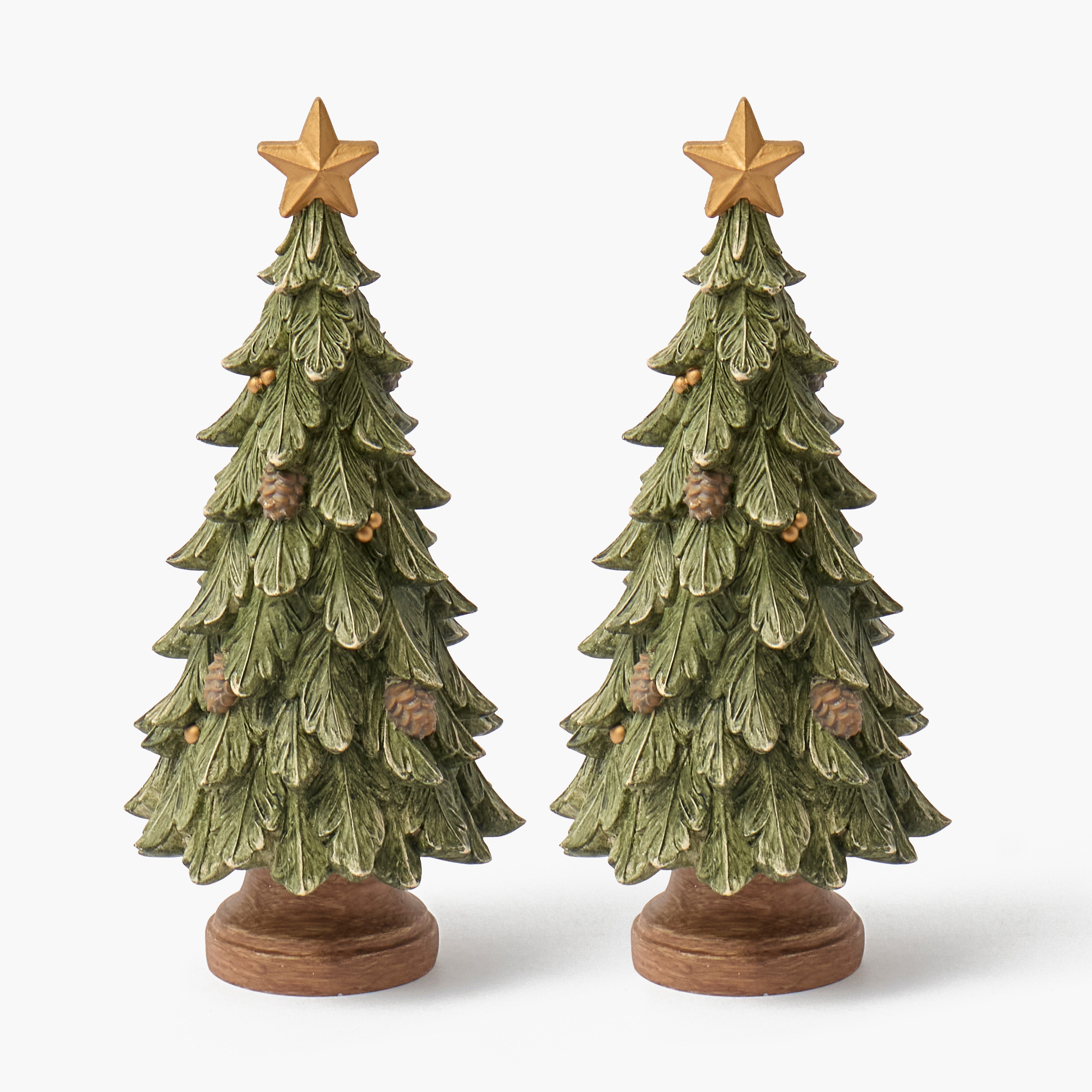 Christmas Tree with Gold Star (Pair) - 29cm
