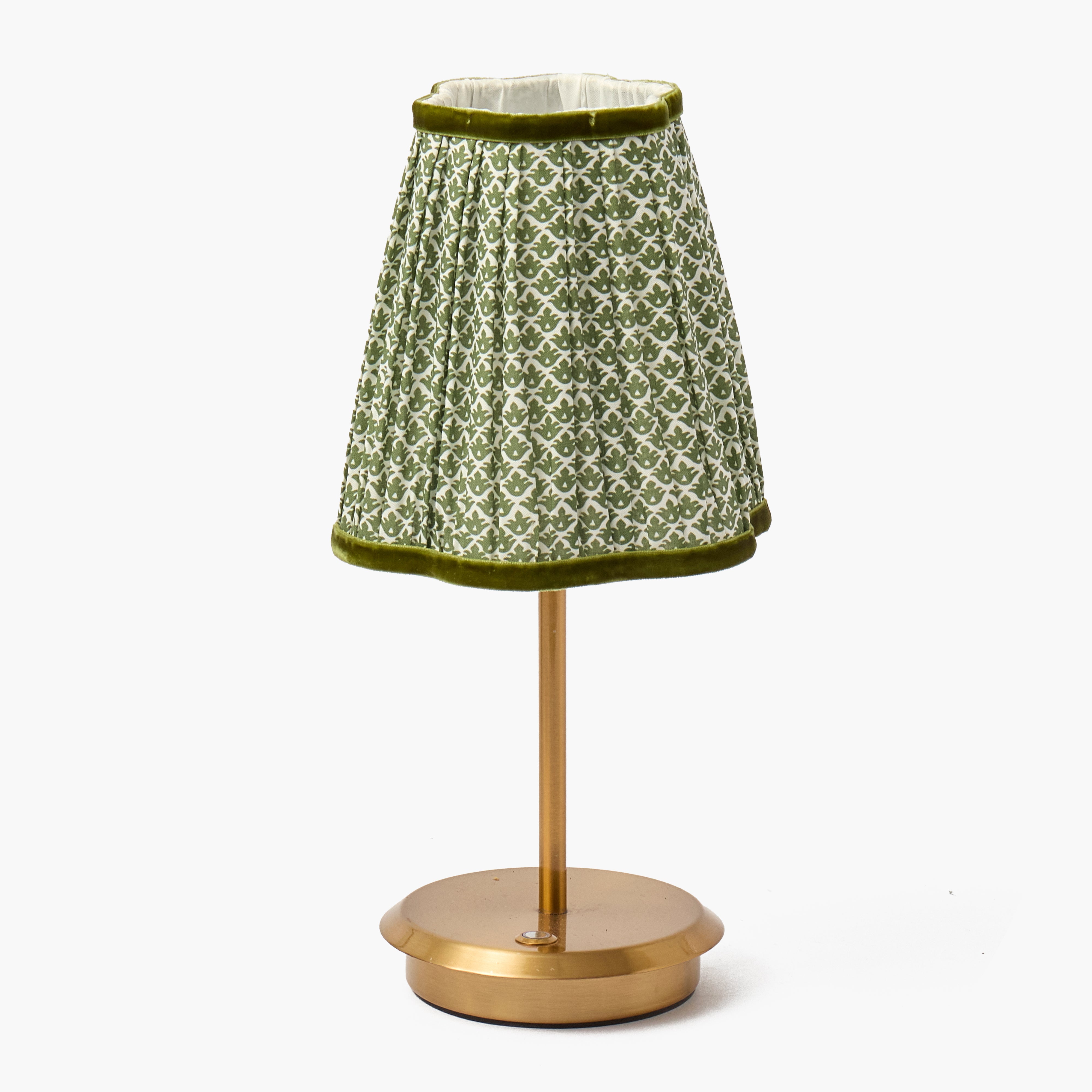 Short Rechargeable Lamp with Olive Lotus Shade (14cm)