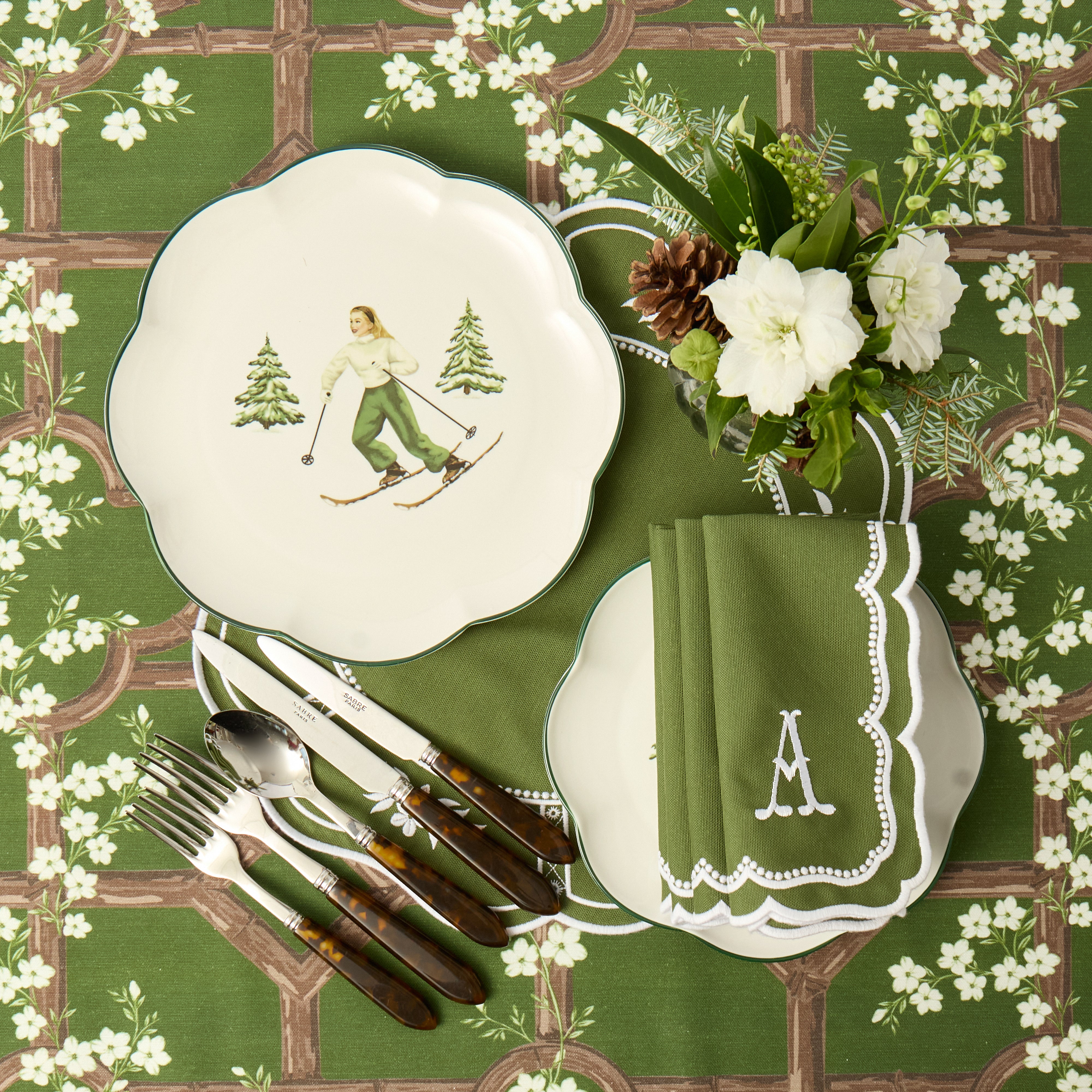 Green & White Claudia Placemats (Set of 4)
