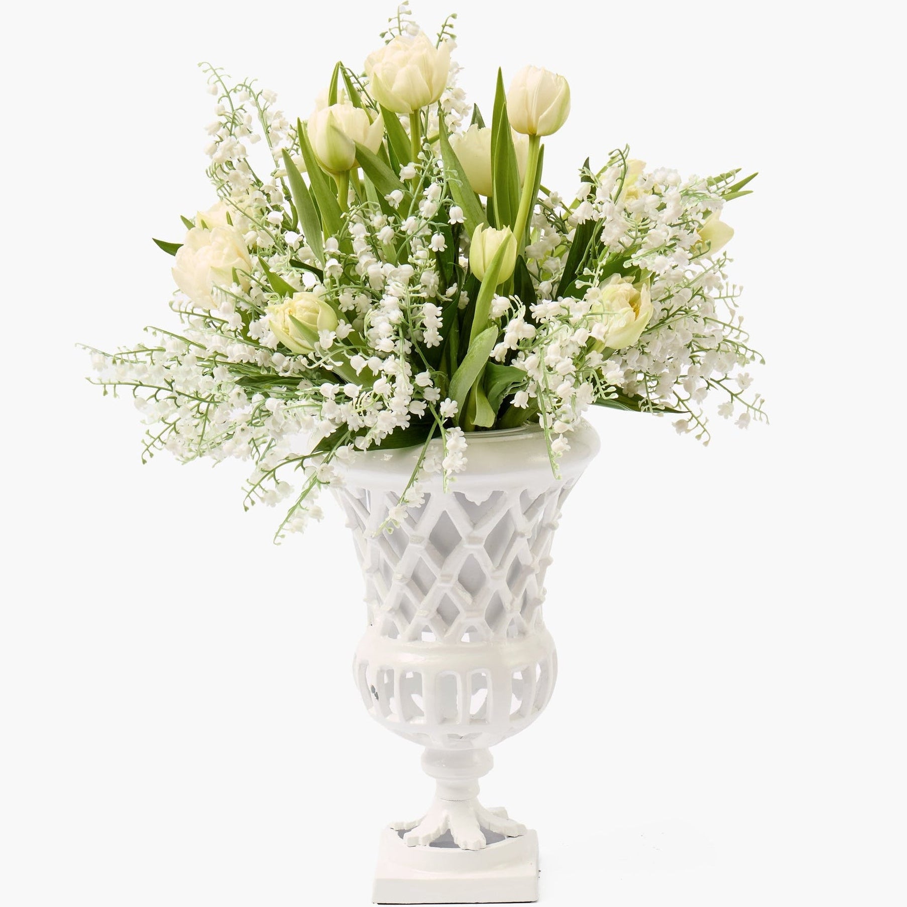 Small Adelaide White Lattice Urn Vase