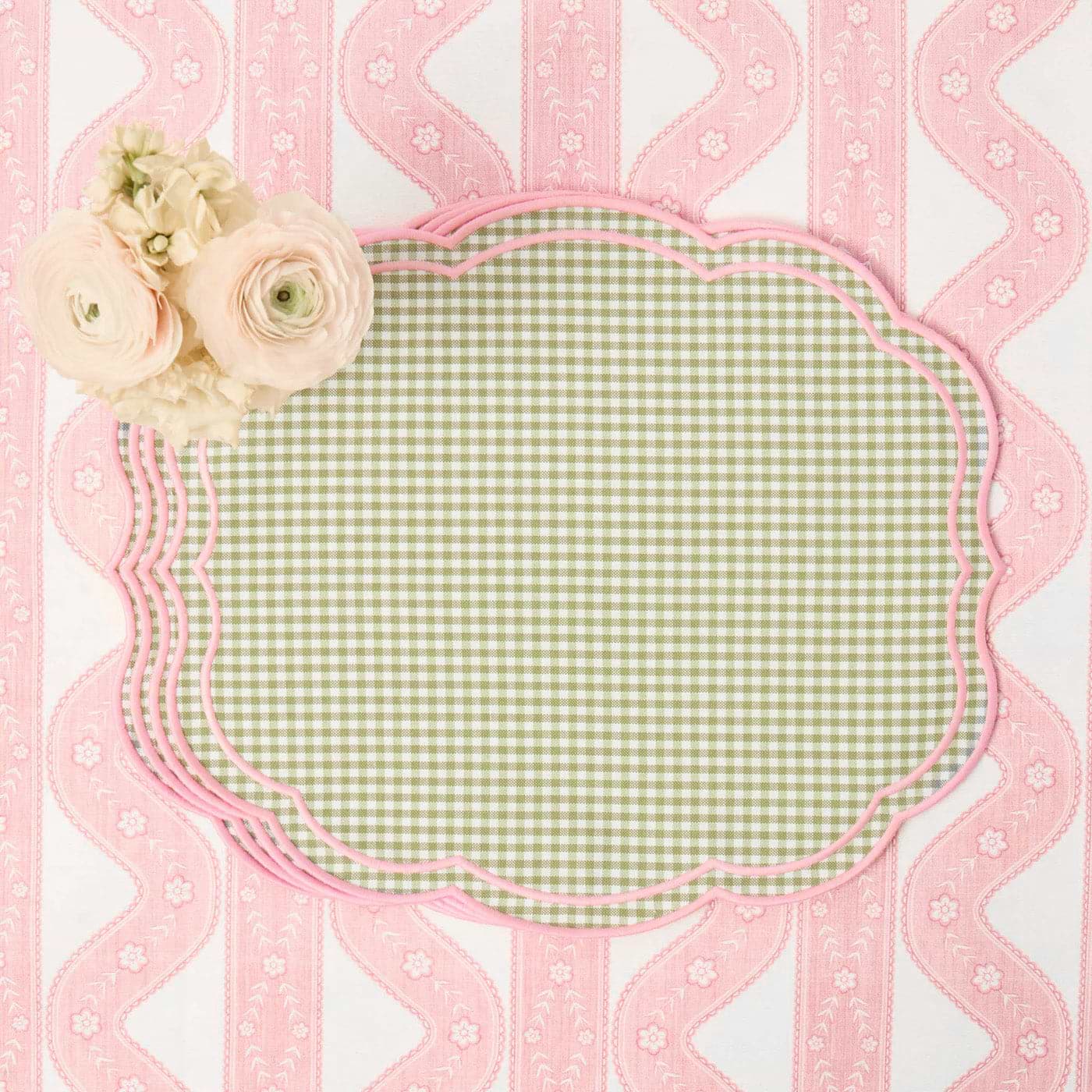 Eloise Green & Pink Gingham Placemats & Napkins (Set of 4)