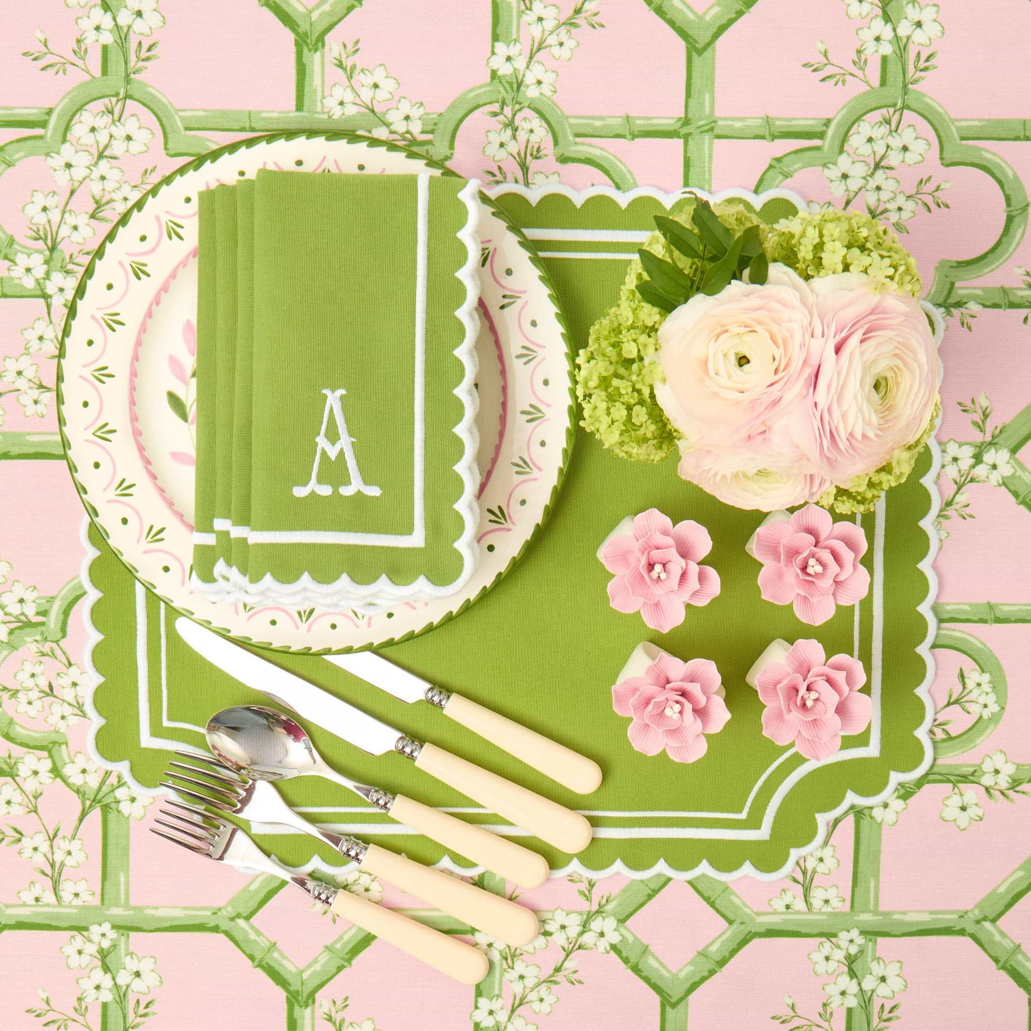 Green Louisa Placemats & Napkins (Set of 4)