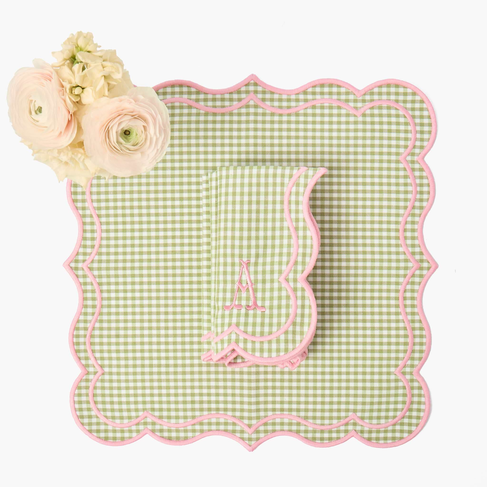 Eloise Green & Pink Gingham Placemats & Napkins (Set of 4)