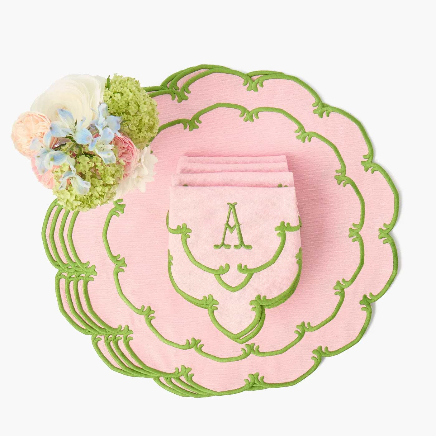 Amanda Pink & Green Napkins (Set of 4)