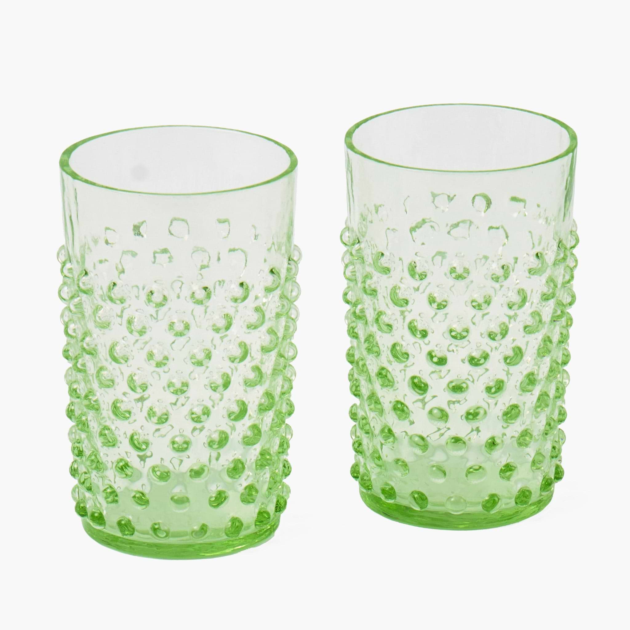 Emerald Hobnail Jug with Rose Handle & Glasses (set of 6)