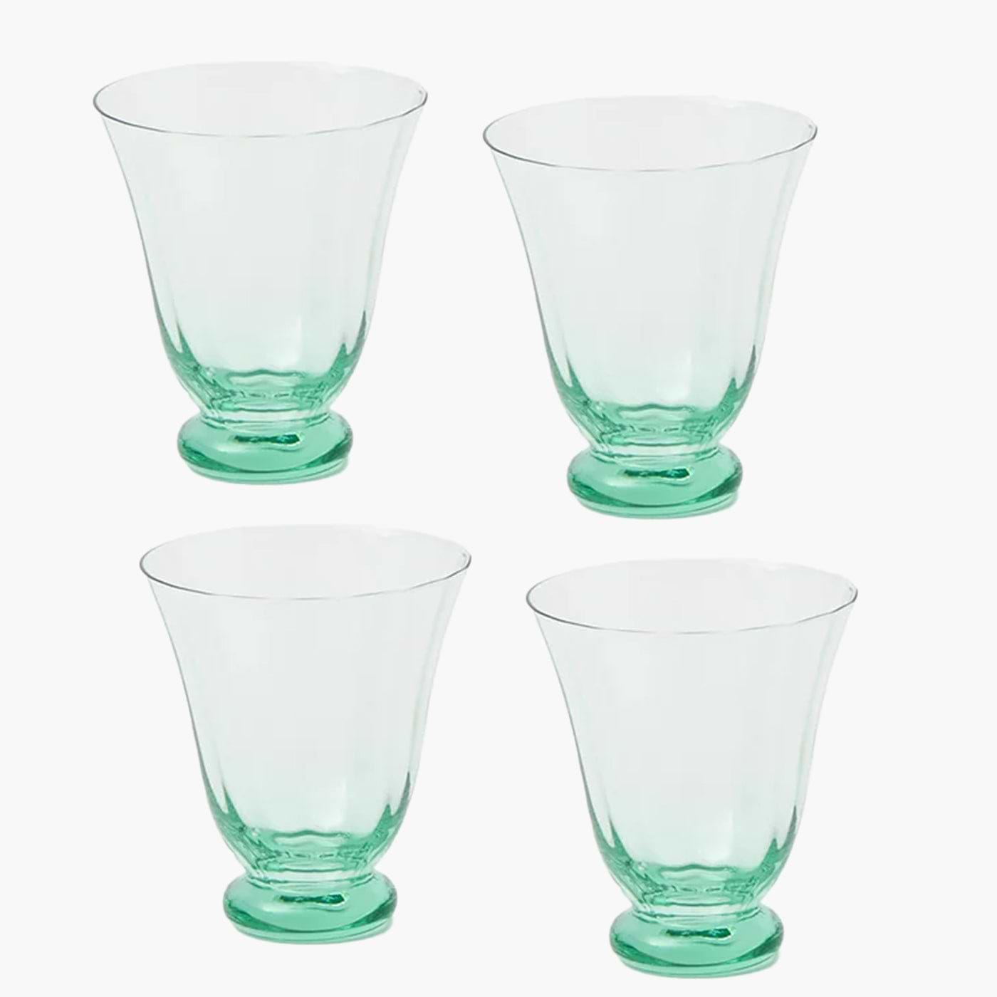 Green Tulip Water Glasses (Set of 4)