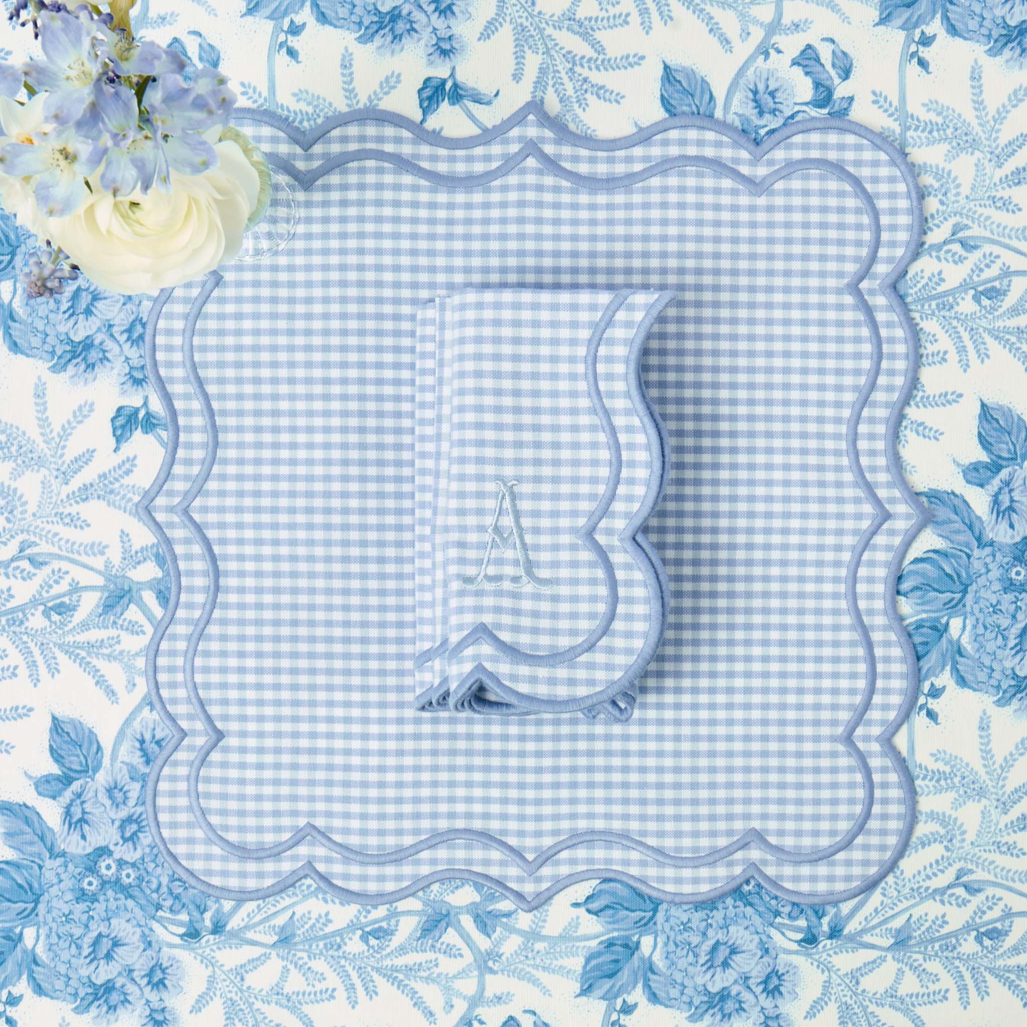 Blue Eloise Gingham Placemats & Napkins (Set of 4)