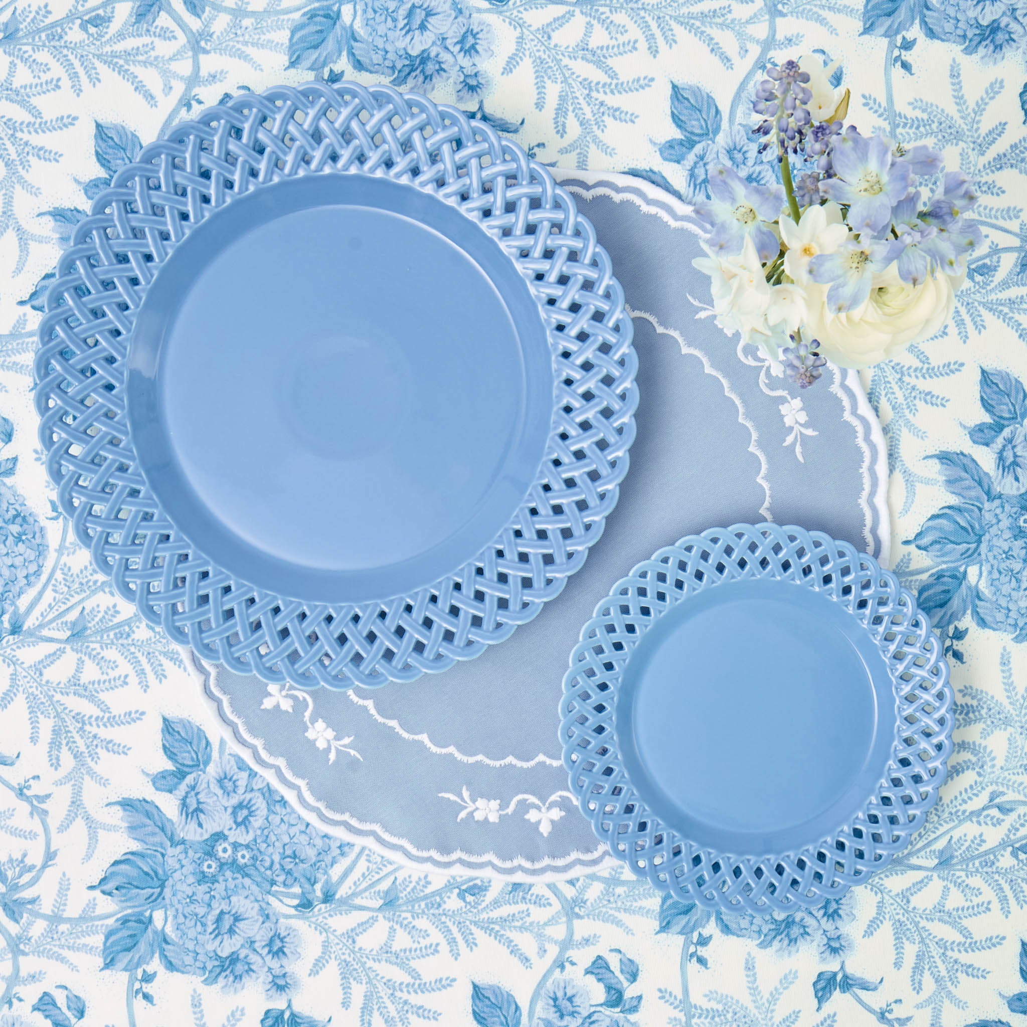 Blue Basketweave Dinner Plates (Set of 4)
