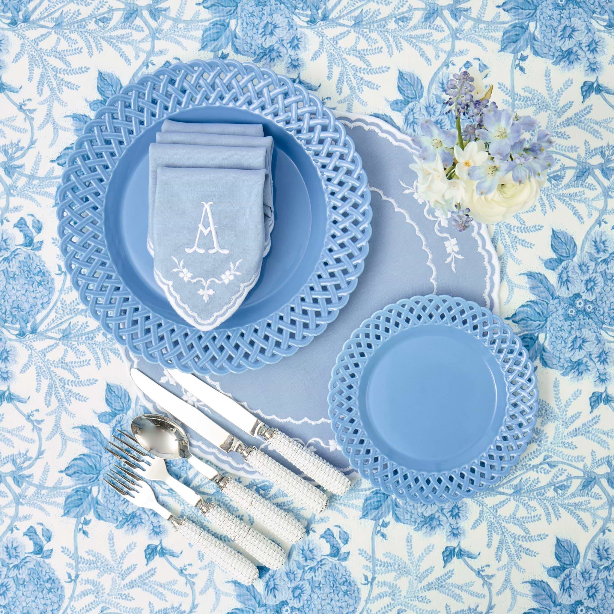 Blue Basketweave Starter Plate