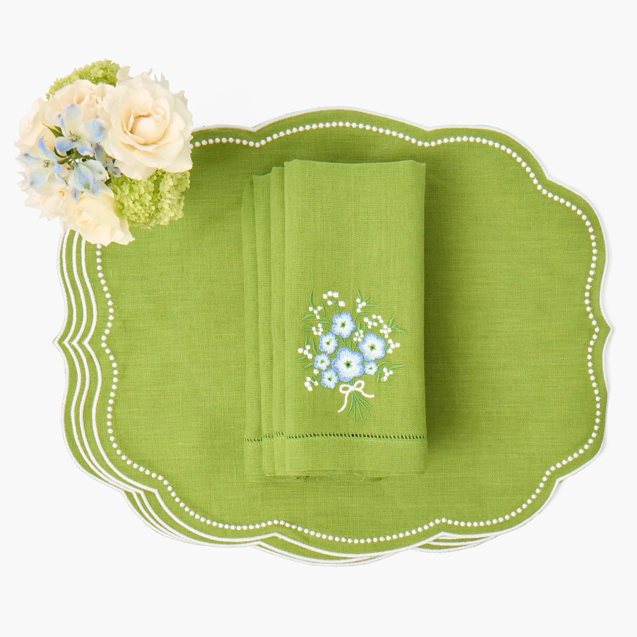 Green Eloise Linen Placemats (Set of 4)