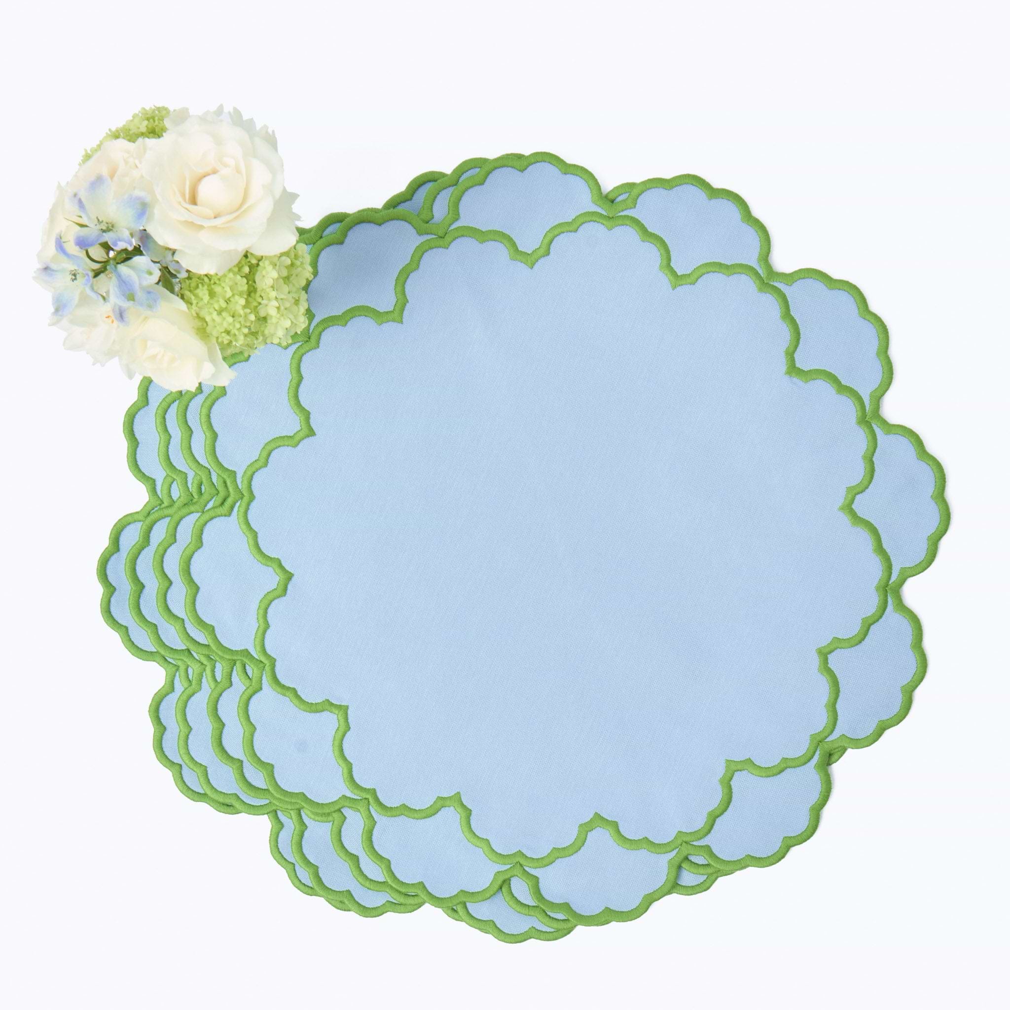Blue & Green Lily Placemats & Napkins (Set of 4)