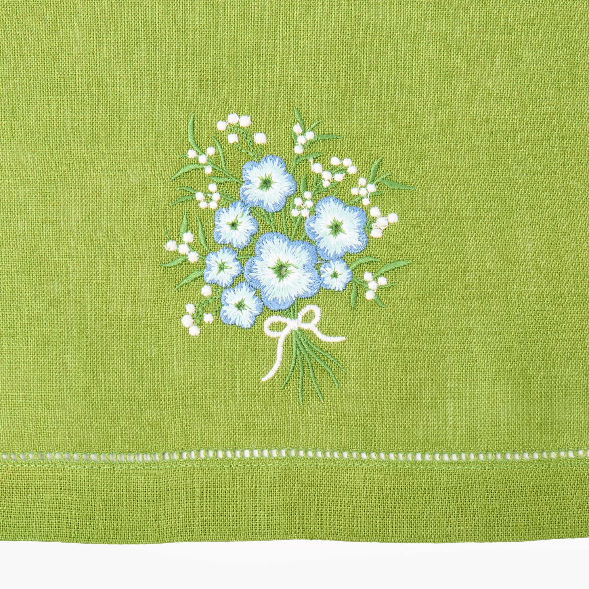 Eloise Green Linen Placemats & Floral Embroidered Napkins (Set of 4)