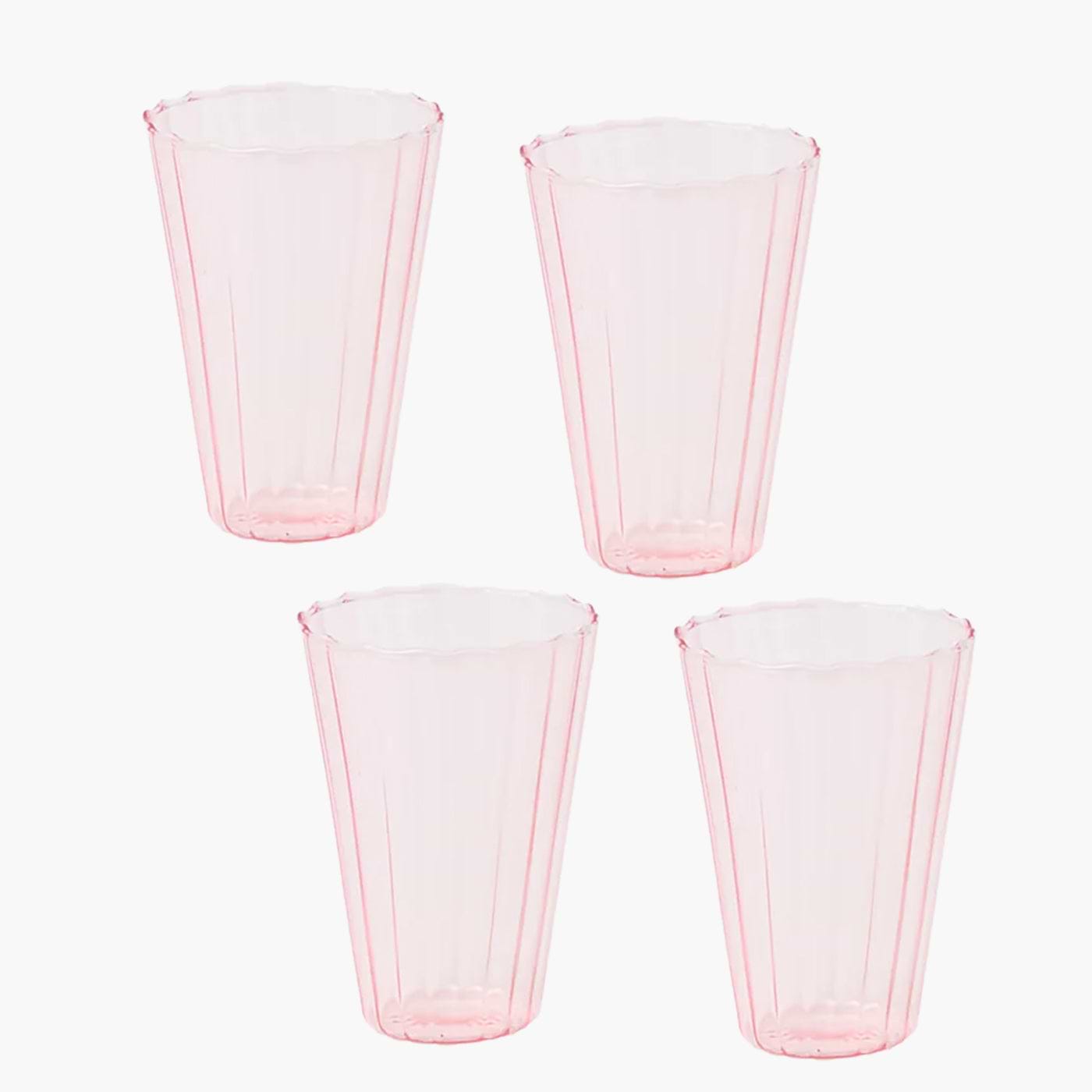 Pink Fluted Water Glasses (Set of 4)