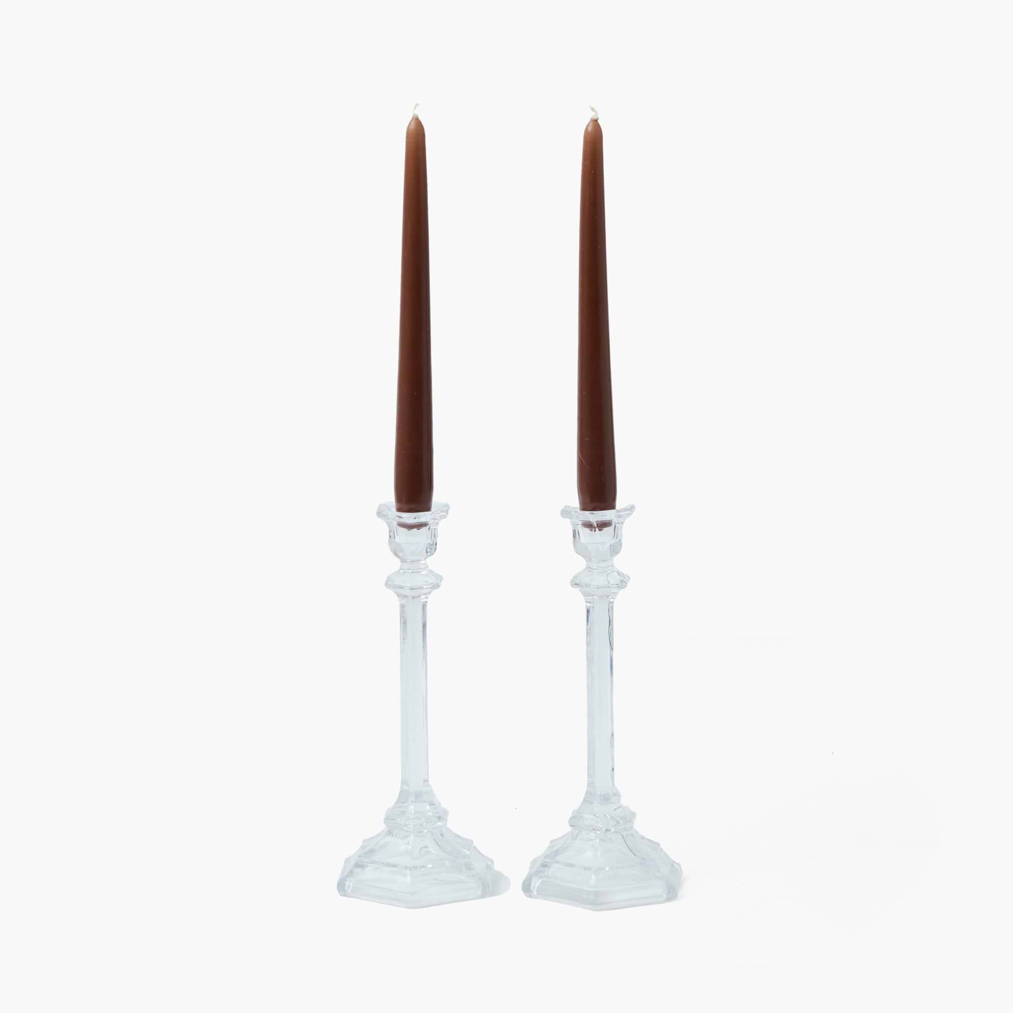 Small Glass Column Candle Holders (Pair)