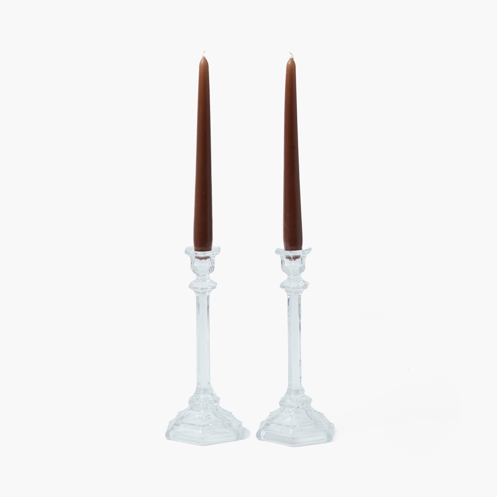 Small Glass Column Candle Holders (Pair)