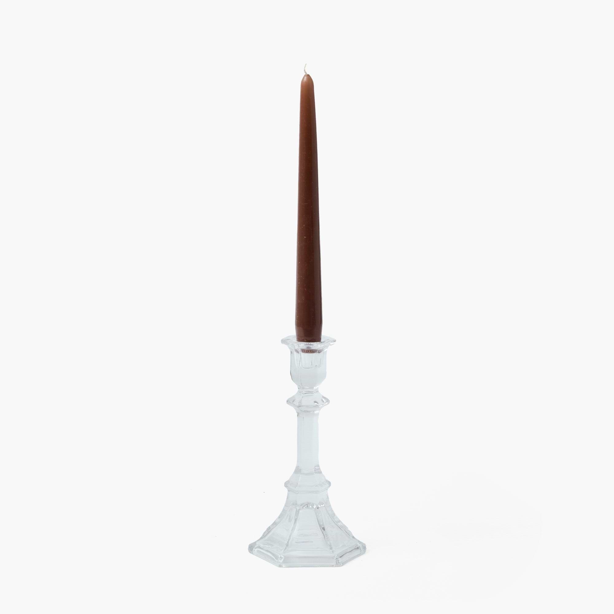 Small Glass Column Candle Holders (Pair)
