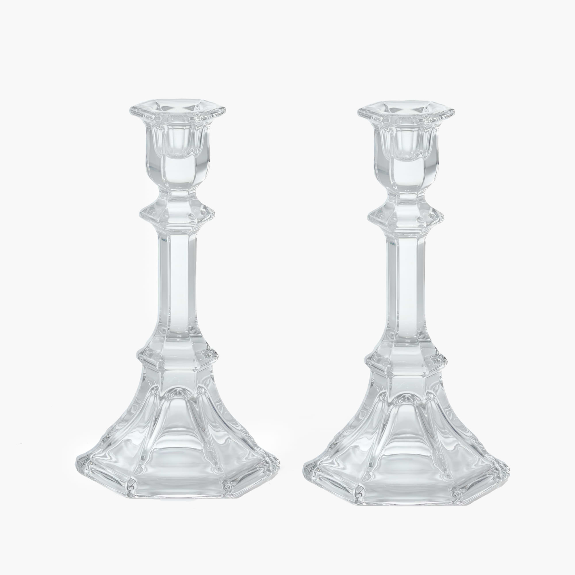 Small Glass Column Candle Holders (Pair)