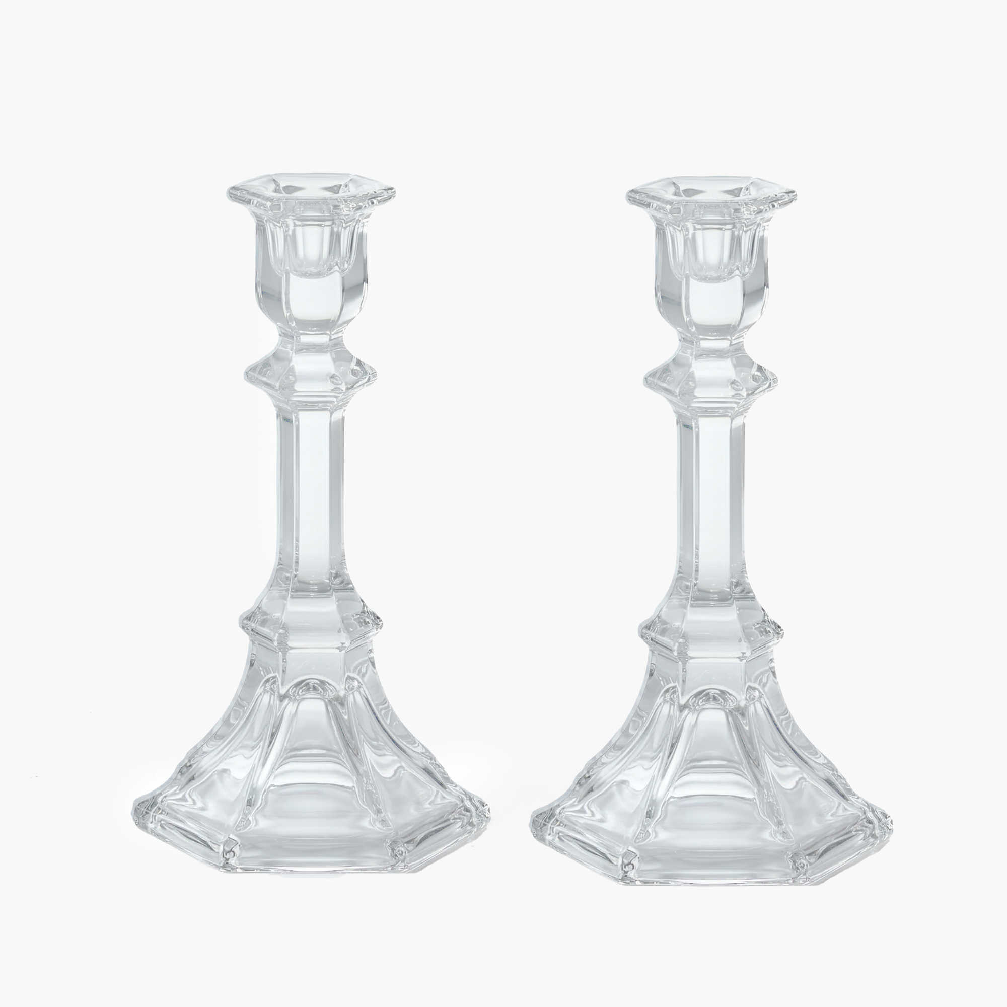 Small Glass Column Candle Holders (Pair)