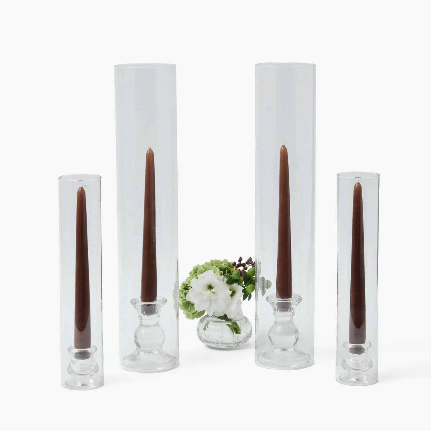Claudia Glass Hurricane Candle Set (Chocolate)