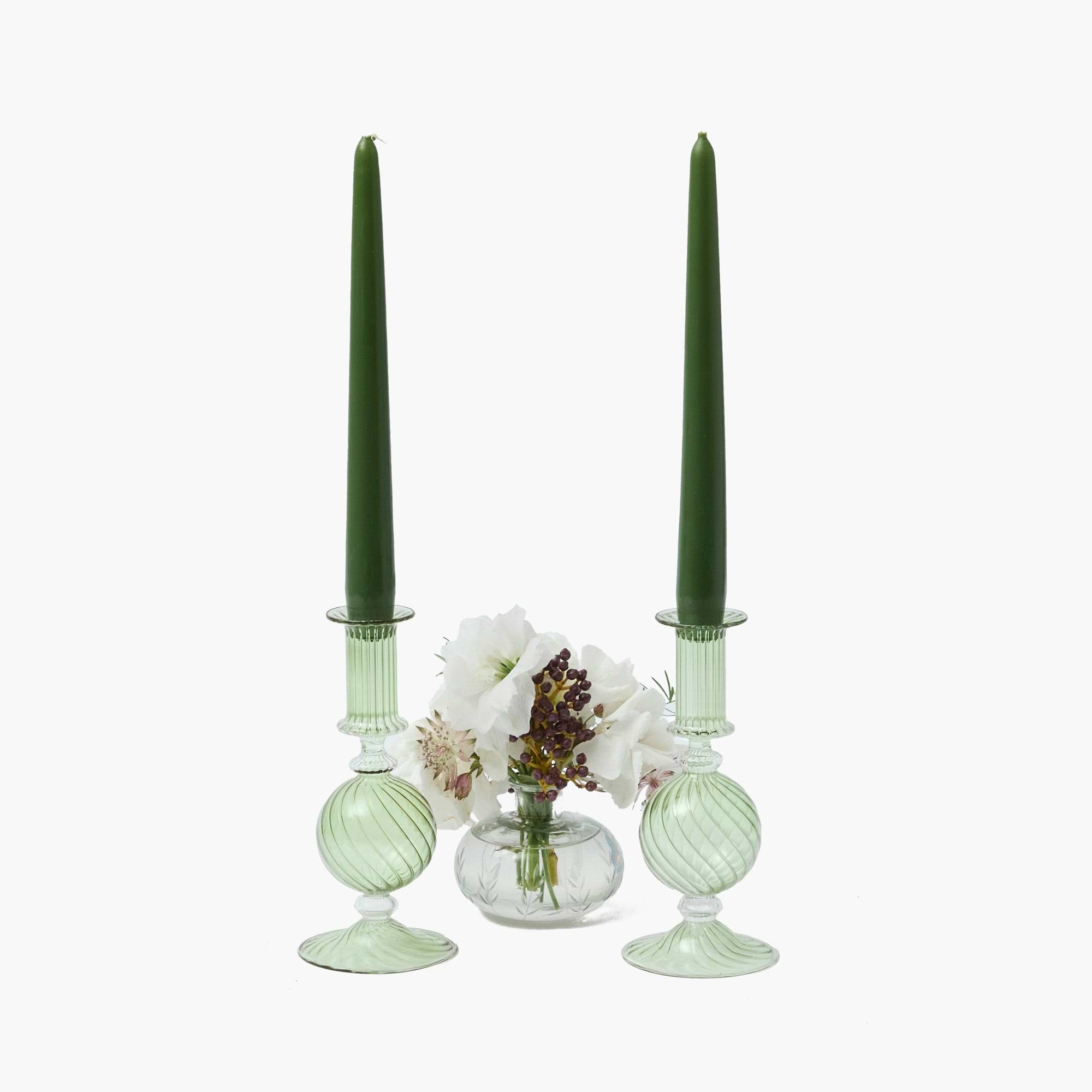 Olive Small Camille Candle Holders (Pair)