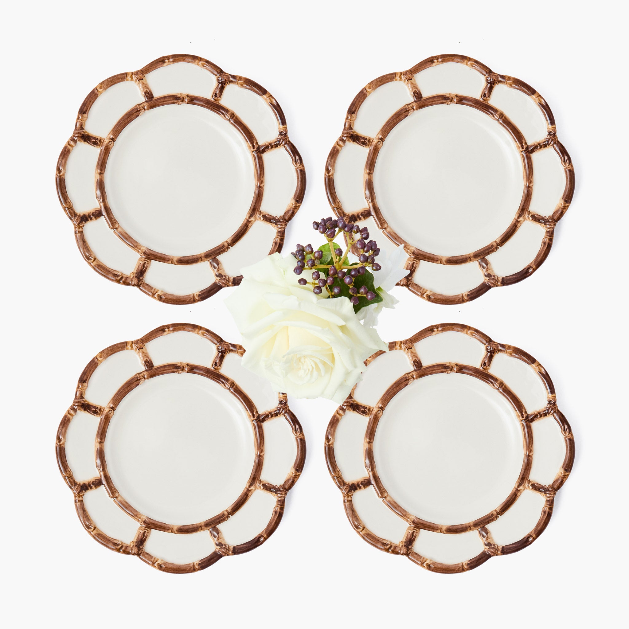 Petal Burnt Bamboo Starter Plate (Set of 4)