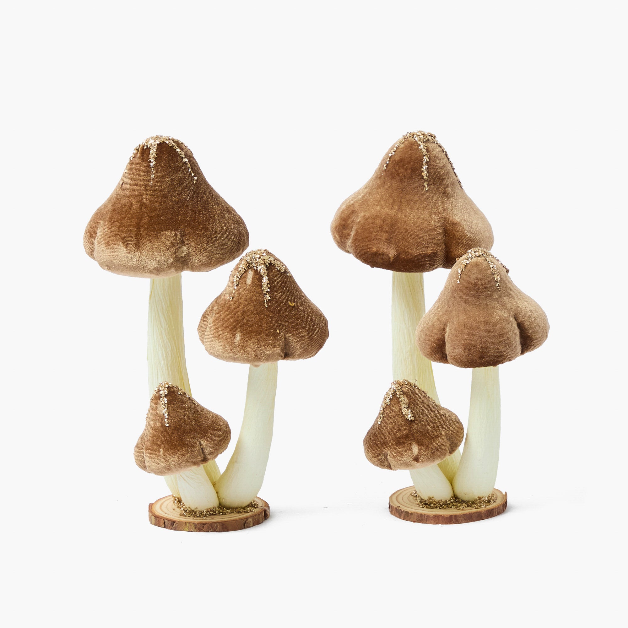 Tall Taupe Glitter Velvet Mushroom (Pair)